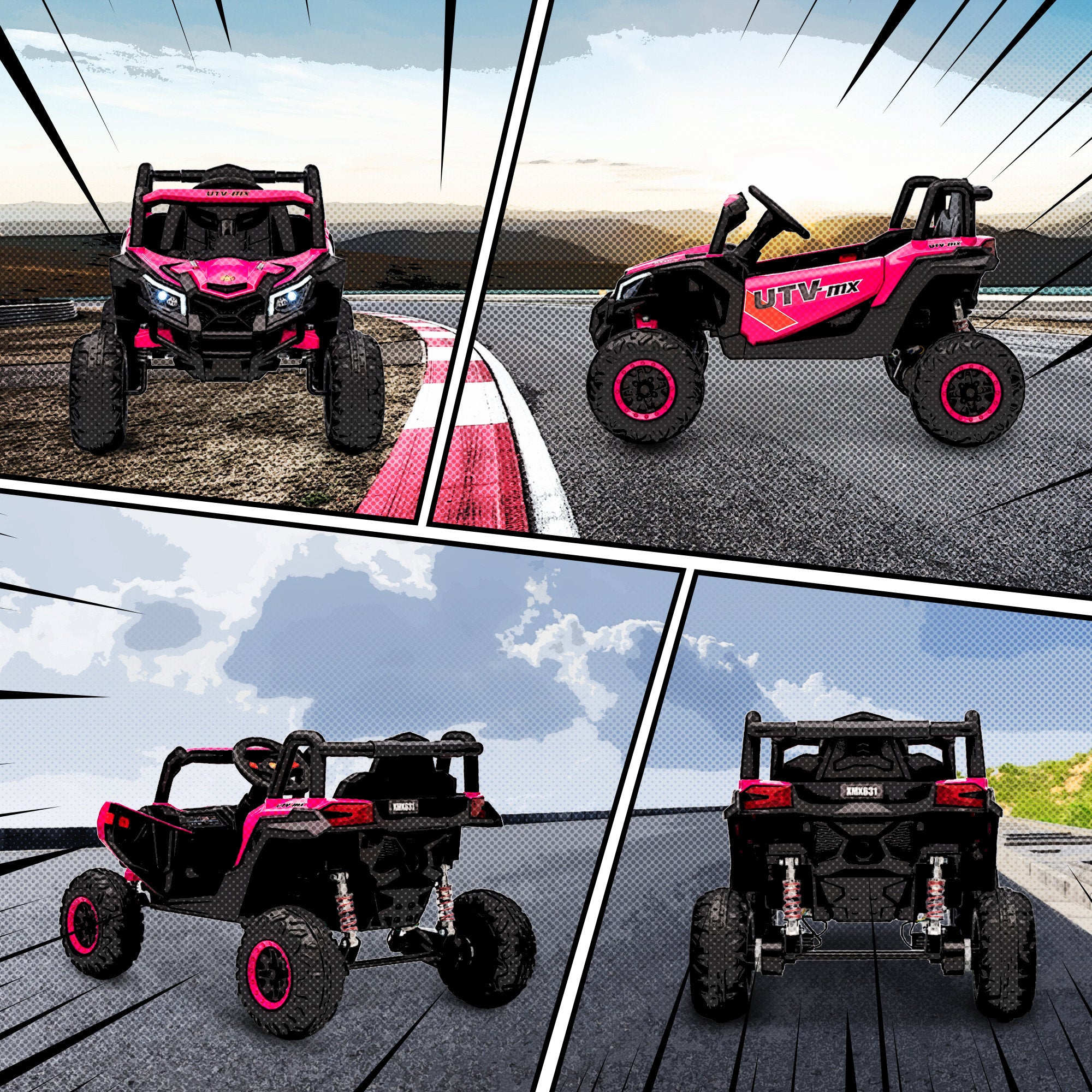 AIYAPLAY 12V Kids Electric Ride-On Car - Pink