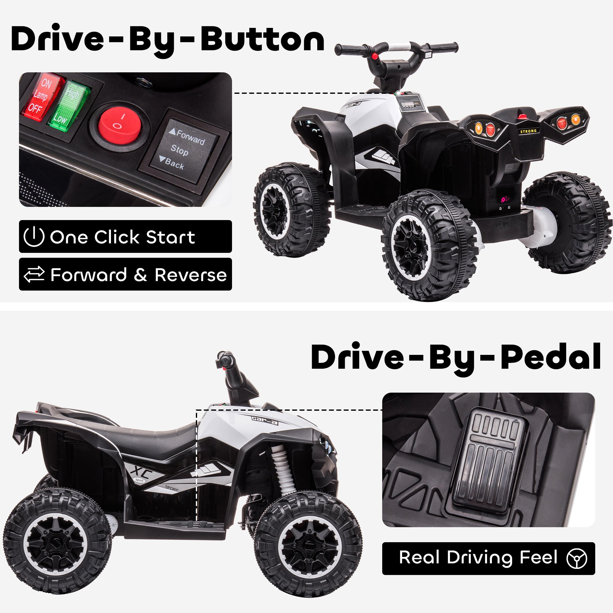HOMCOM 12V Kids Electric Quad Bike - White