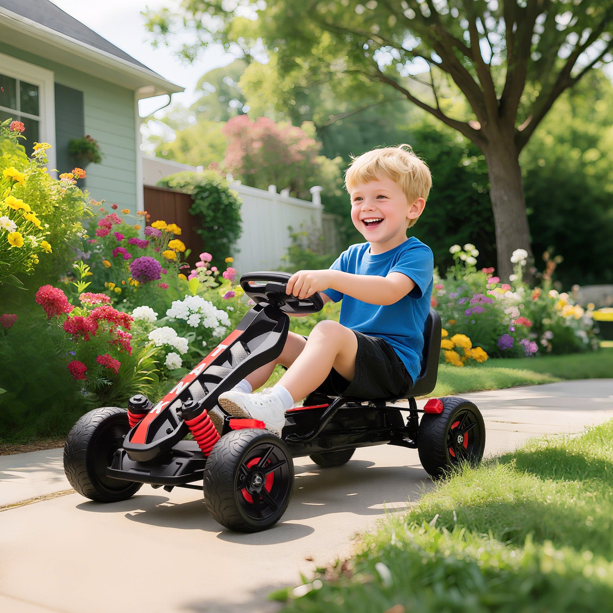 AIYAPLAY Kids Pedal Go Kart with Brake EVA Wheels