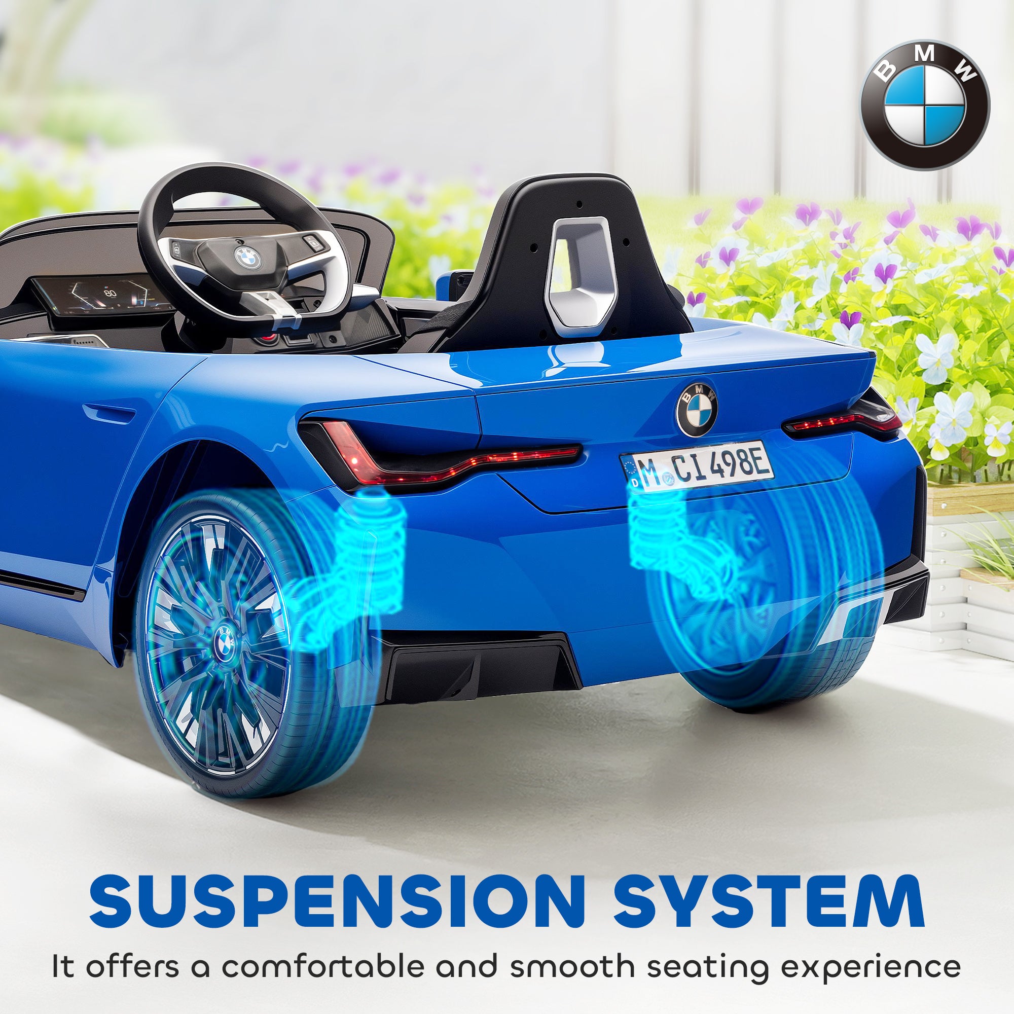 HOMCOM BMW i4 12V Kids Ride-On Car - Blue