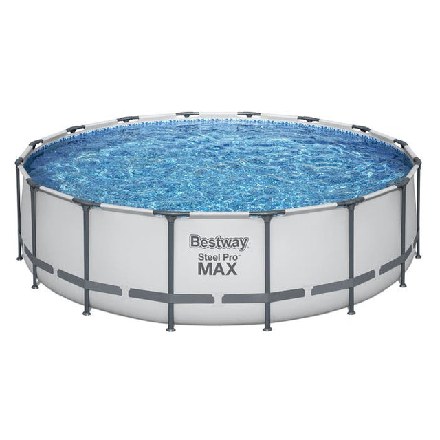 Bestway Round Steel Pro MAX Grey 16ft x 48" Above Ground Swimming Pool, Filter Pump & Accessories (2024)