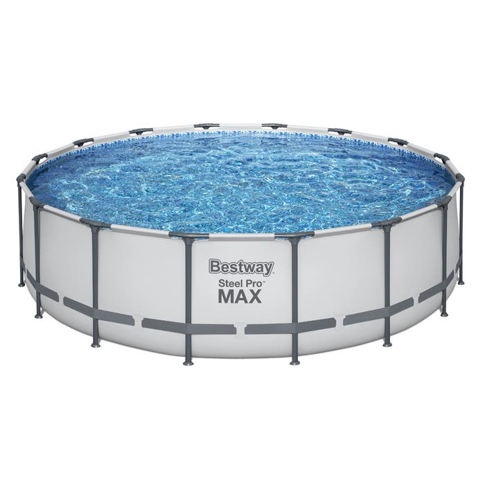 Bestway Round Steel Pro MAX Grey 16ft x 48" Above Ground Swimming Pool, Filter Pump & Accessories (2024)