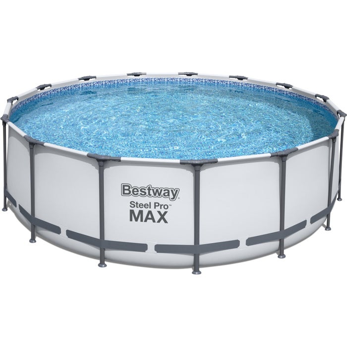 Bestway 15ft x 48" Steel Pro MAX Round Above Ground Swimming Pool, Filter Pump & Accessories