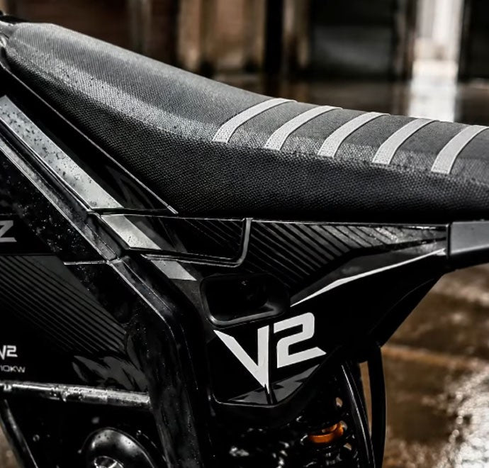 BRZ V2 motocross seat and bodywork close-up