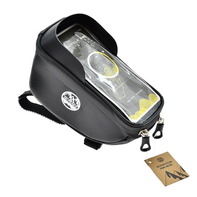 Six Peaks black cycling phone holder bag with transparent touchscreen window