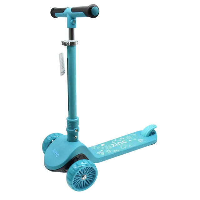 Zinc 3 Wheeled Folding LED Shine Scooter - Blue