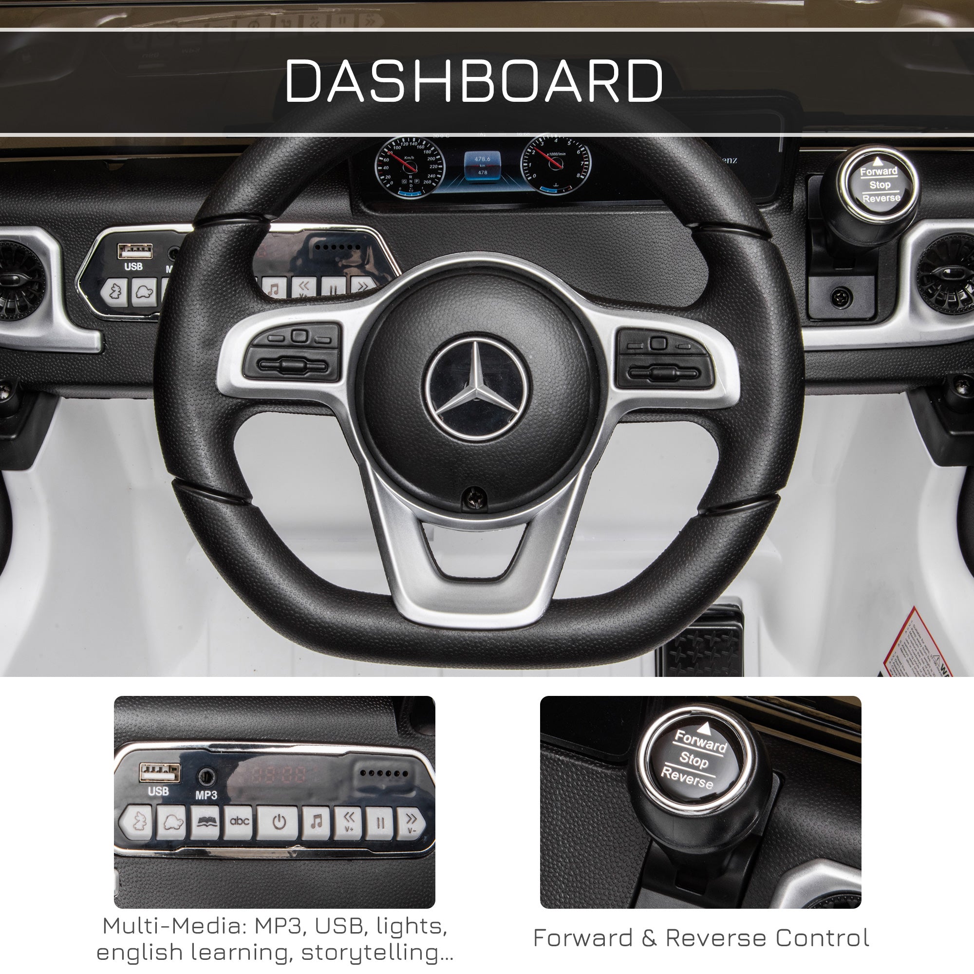 HOMCOM Mercedes-Benz G500 12V Kids Ride-On Car - White