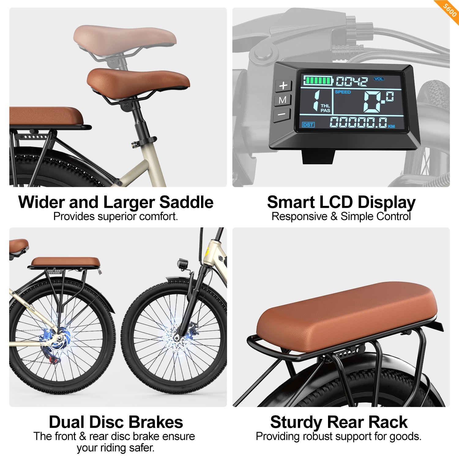 Aairsk S600 Step-Through Electric Bike Khaki product detail 7