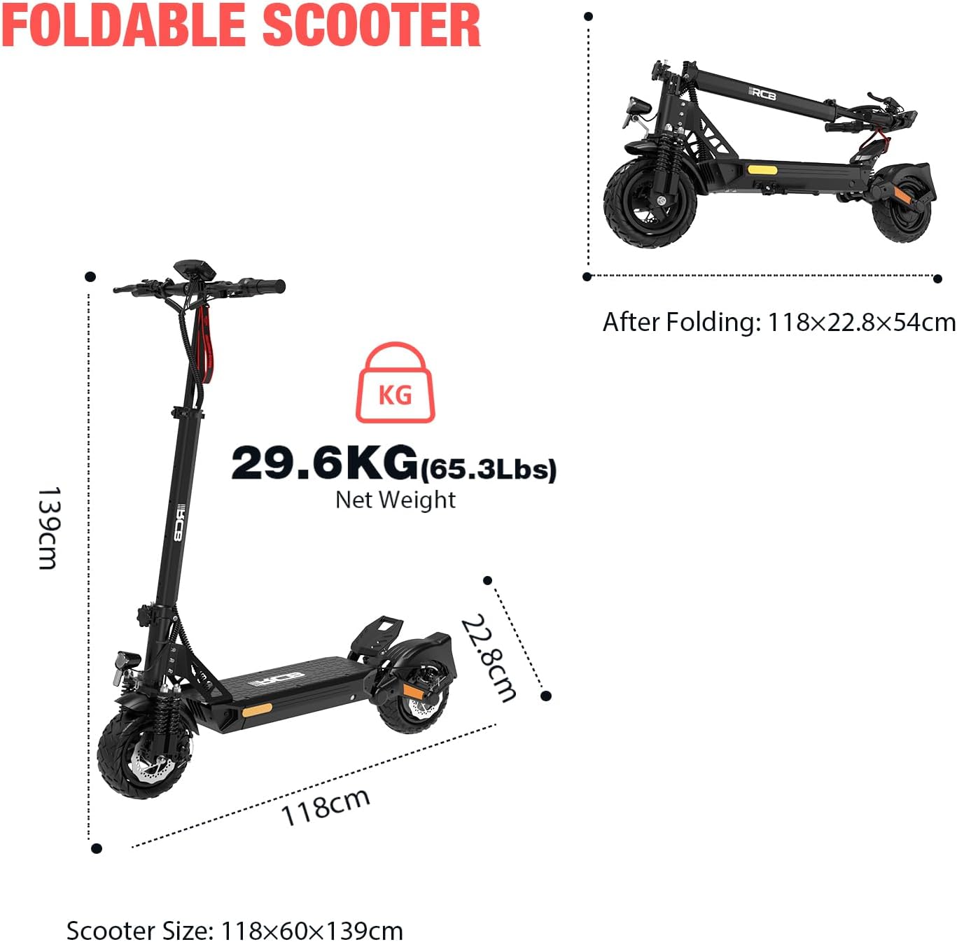 RCB D5 Pro Electric Scooter dimensions
