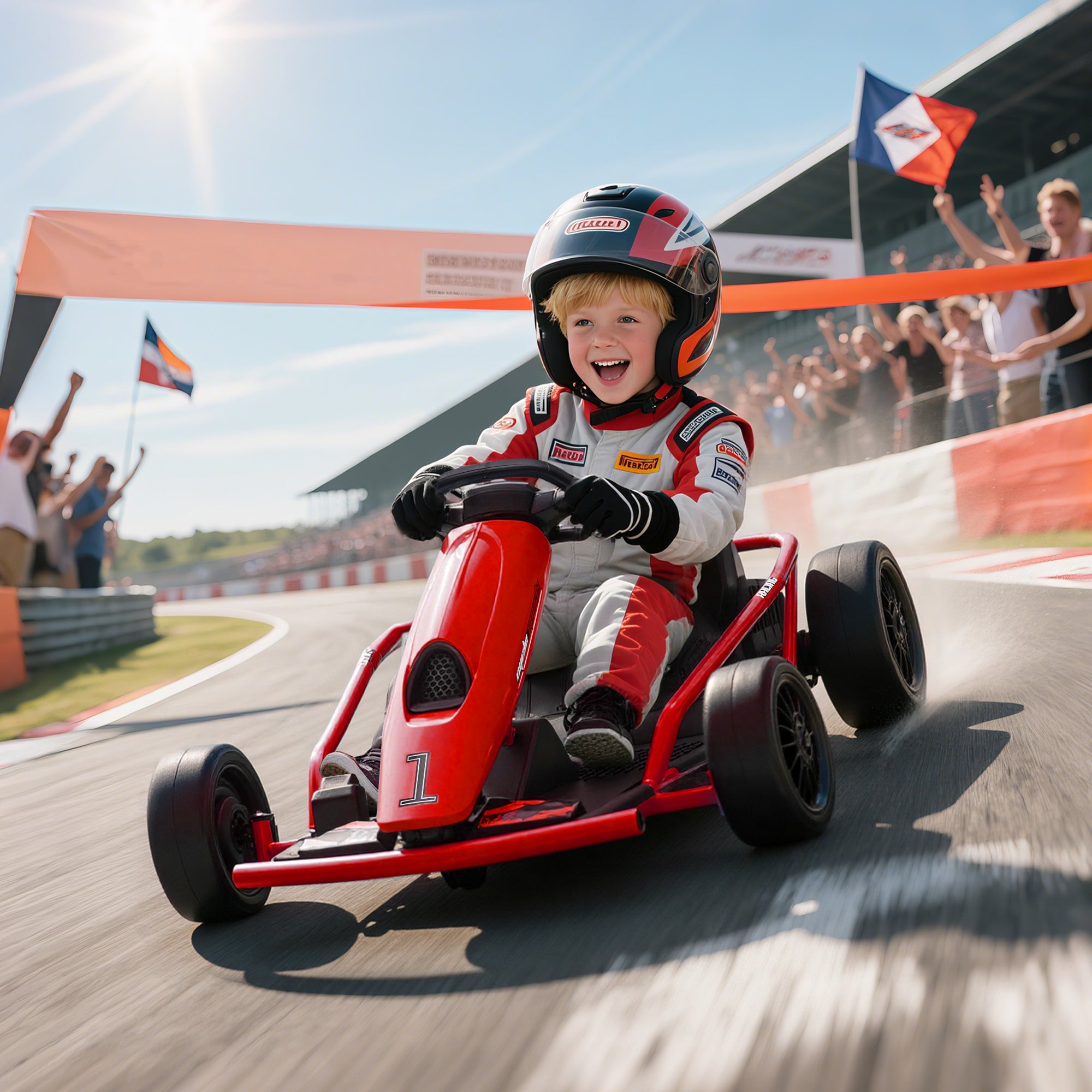 HOMCOM 24V Electric Go Kart for Kids Drift Ride-On Racing Go Kart with 2 Speeds