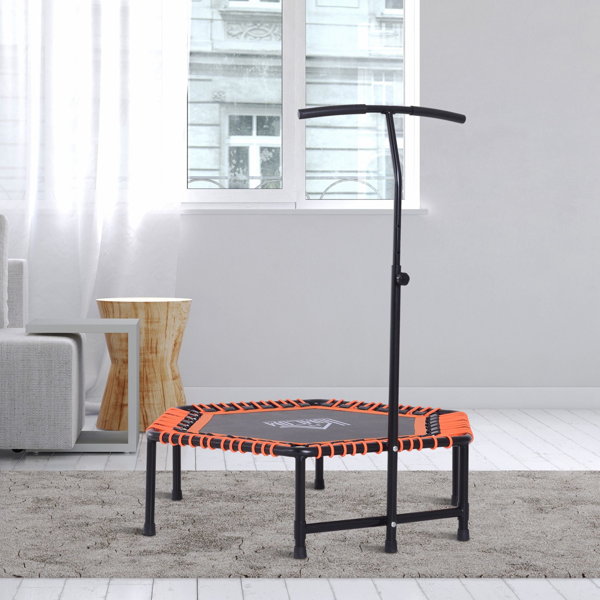 HOMCOM Mini Trampoline with Adjustable Handle