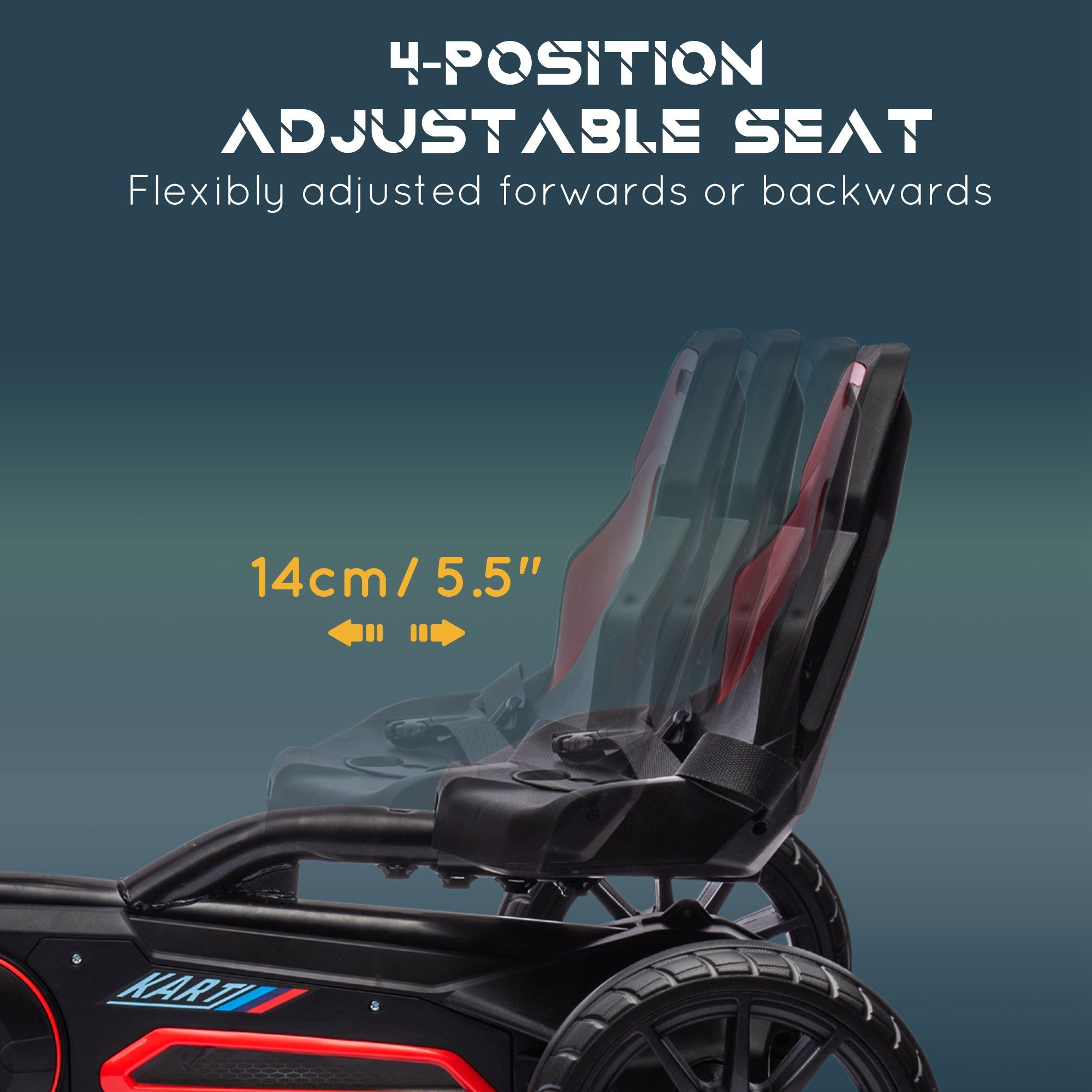 HOMCOM Kids Go Kart Adjustable Seat Handbrake