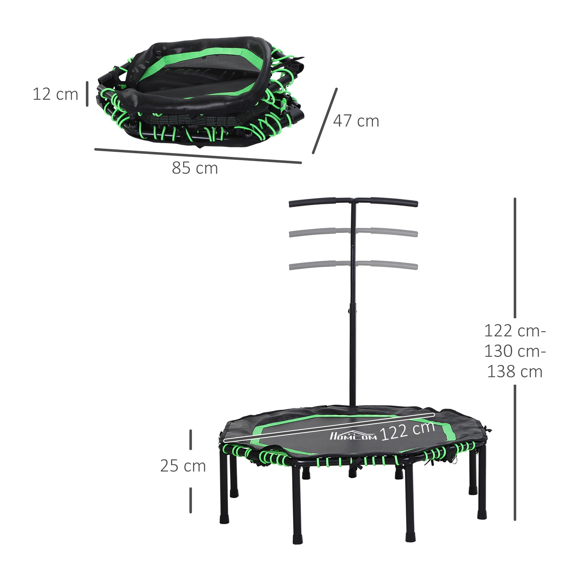 HOMCOM 48" Octagonal Fitness Trampoline - Green