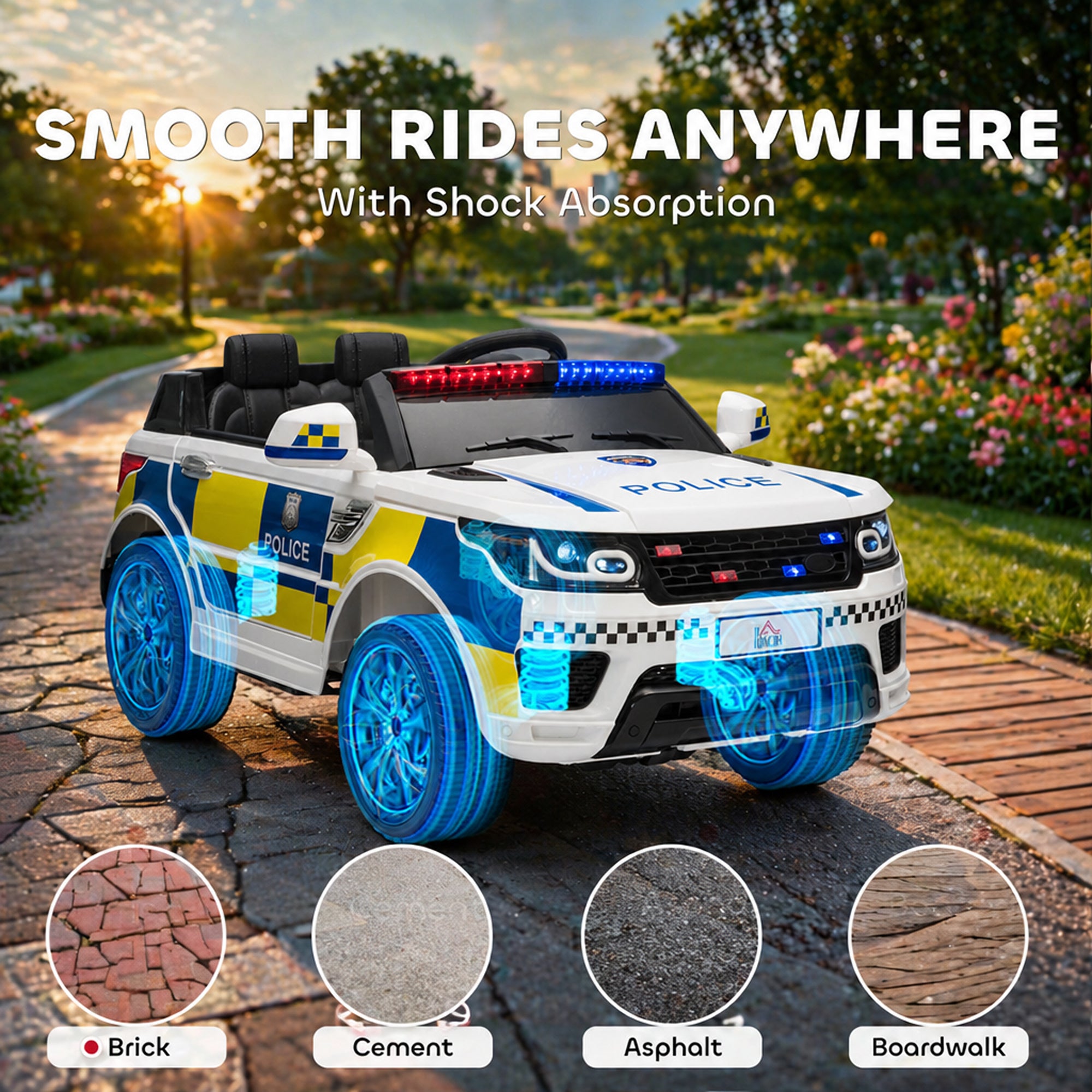 HOMCOM 12V Kids Electric Police Car with Remote