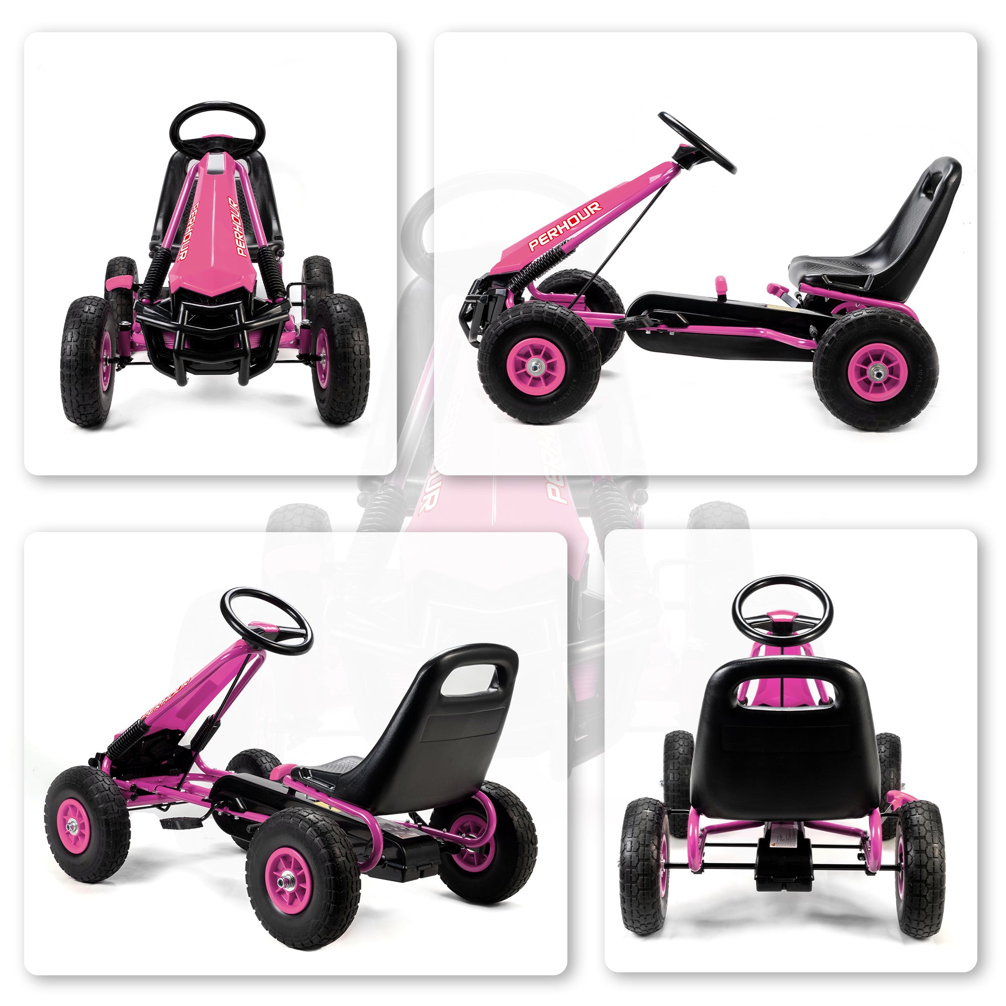 AIYAPLAY Kids Pedal Go Kart Adjustable Seat EVA Tyres