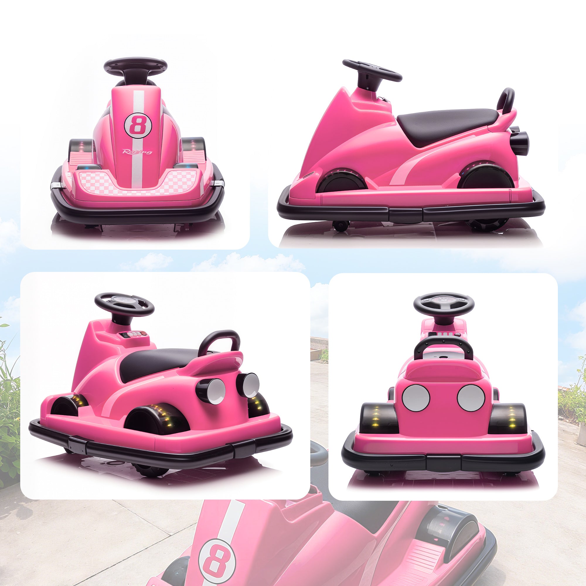 AIYAPLAY Kids 360° Bumper Car - Pink
