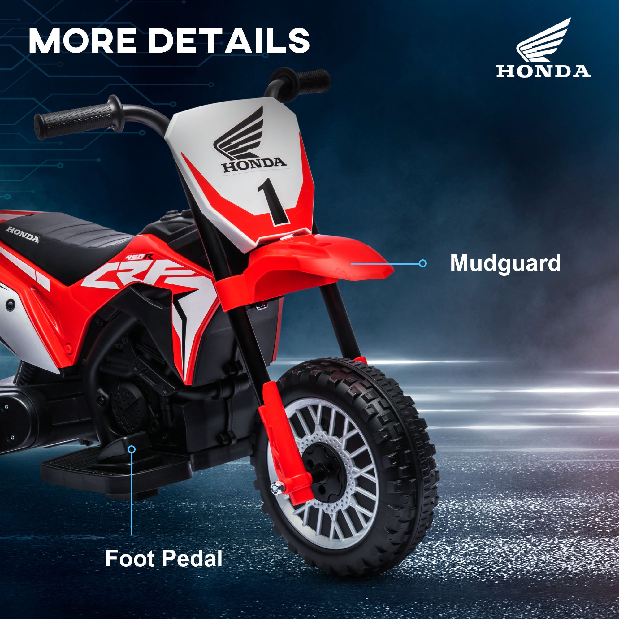 HOMCOM 6V Toddler Three-Wheel Motorbike - Red