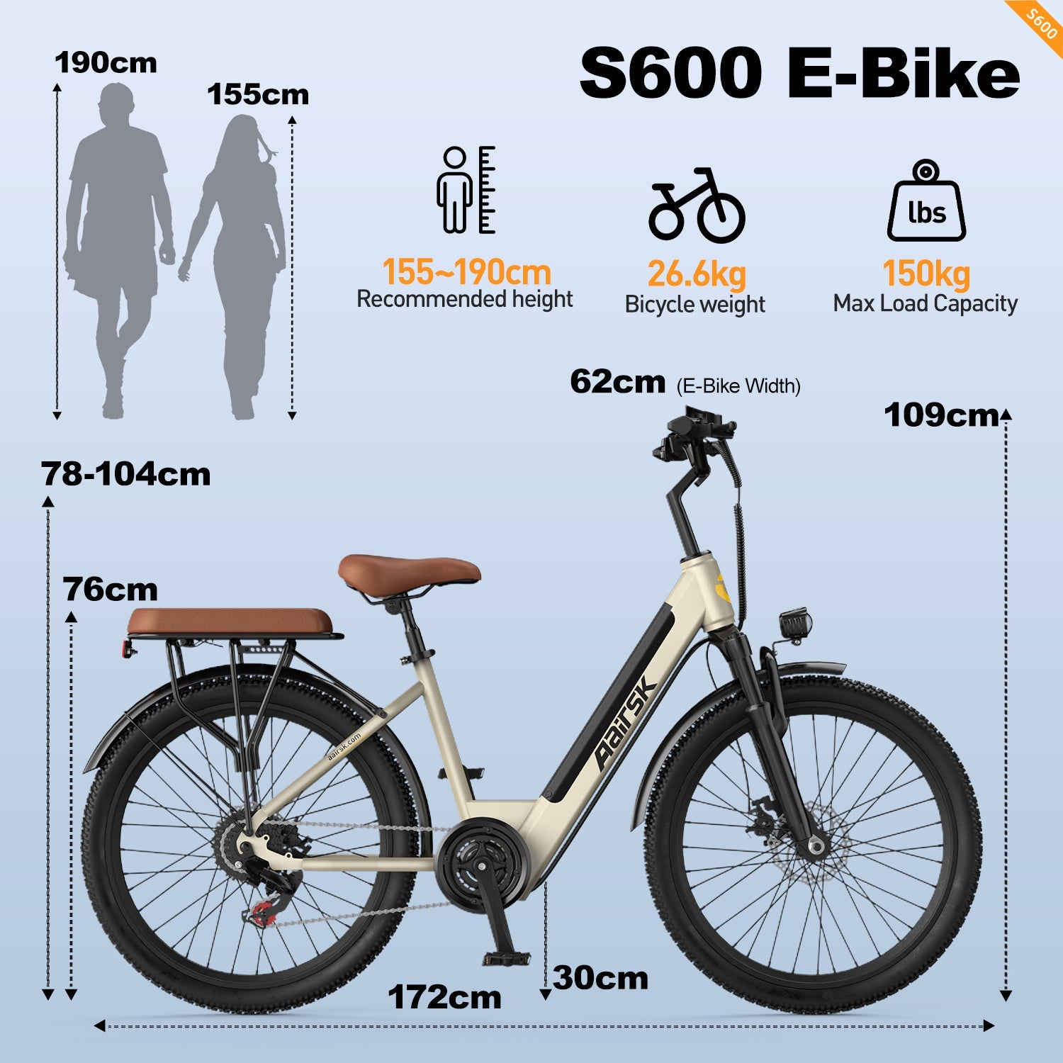 Aairsk S600 Step-Through Electric Bike Khaki product detail 8