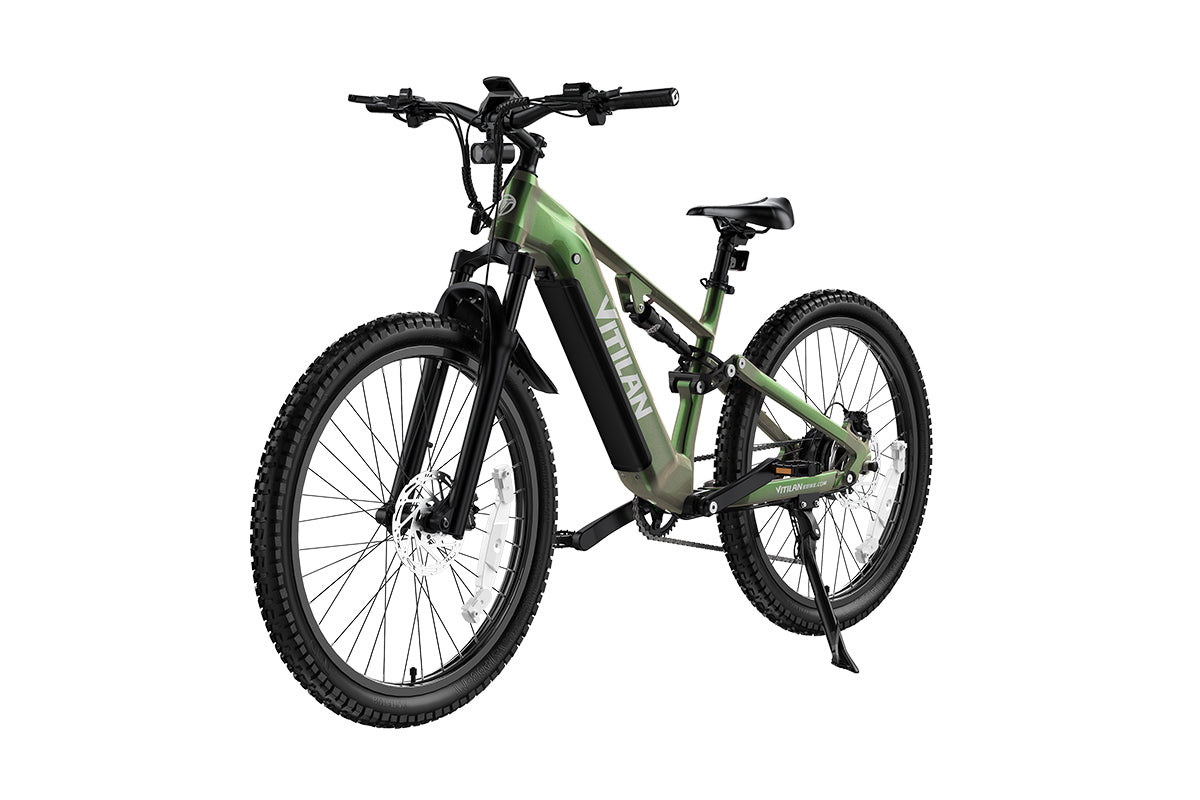 Vitilan M5 Green Chameleon electric mountain bike front angle