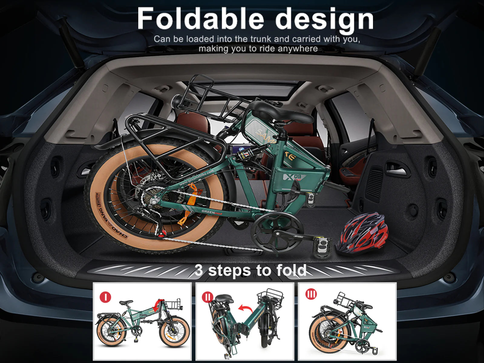 Samebike XWLX09-II Folding Electric Bike 250W 48V 15Ah 12