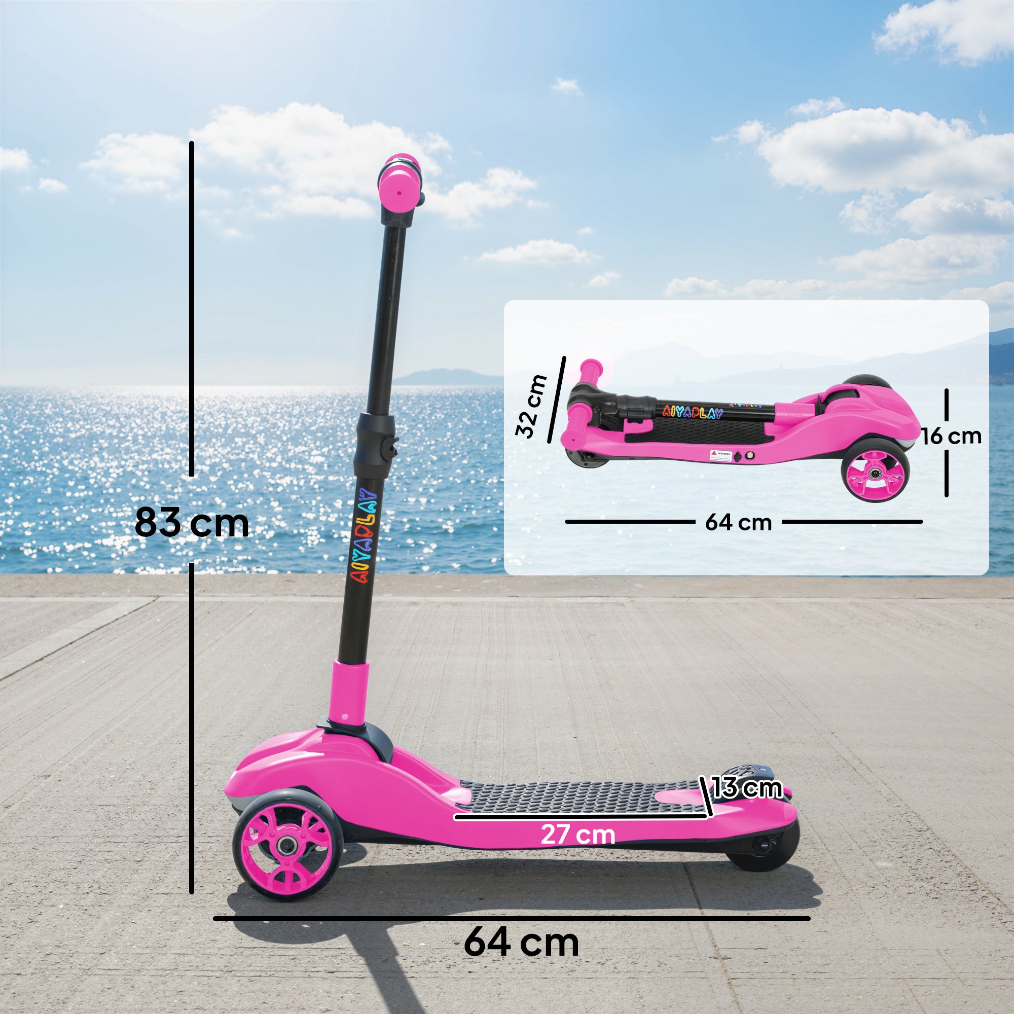 AIYAPLAY 3-Wheel Kids Electric Scooter