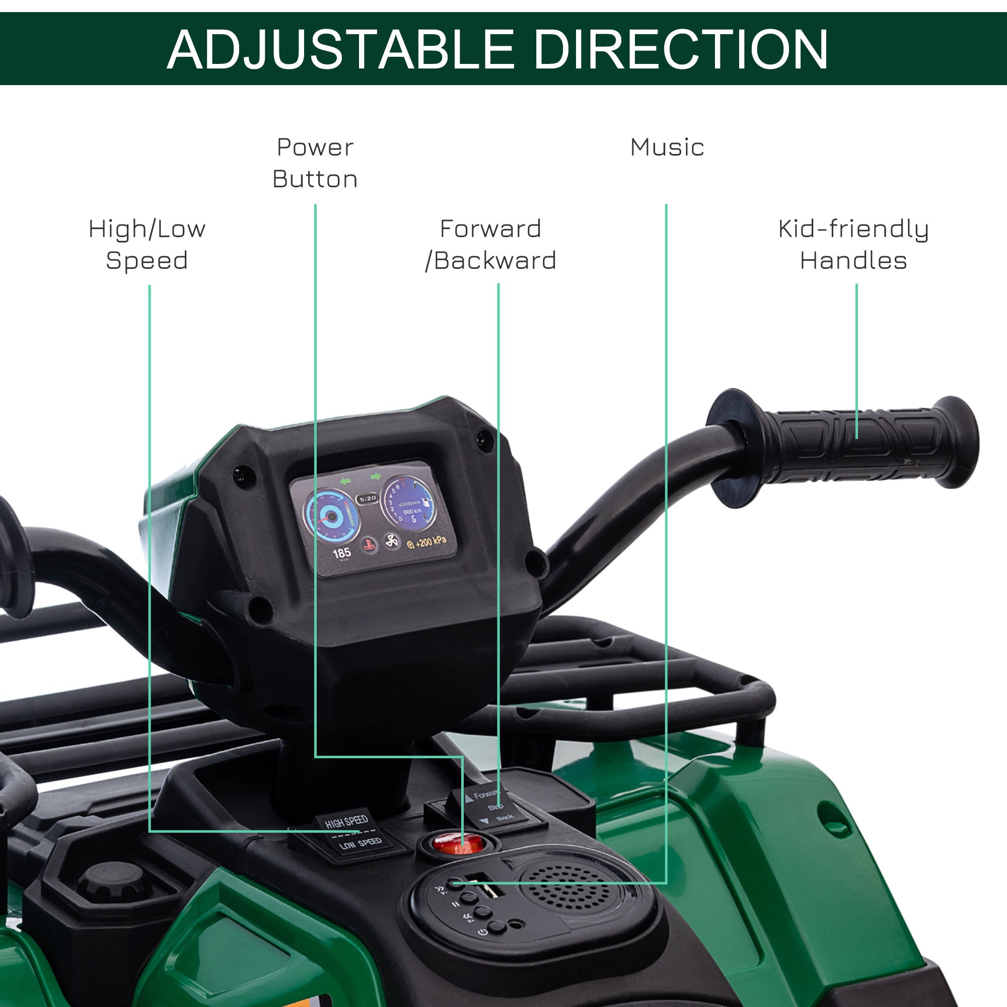 HOMCOM 12V Kids Electric Quad Bike - Green