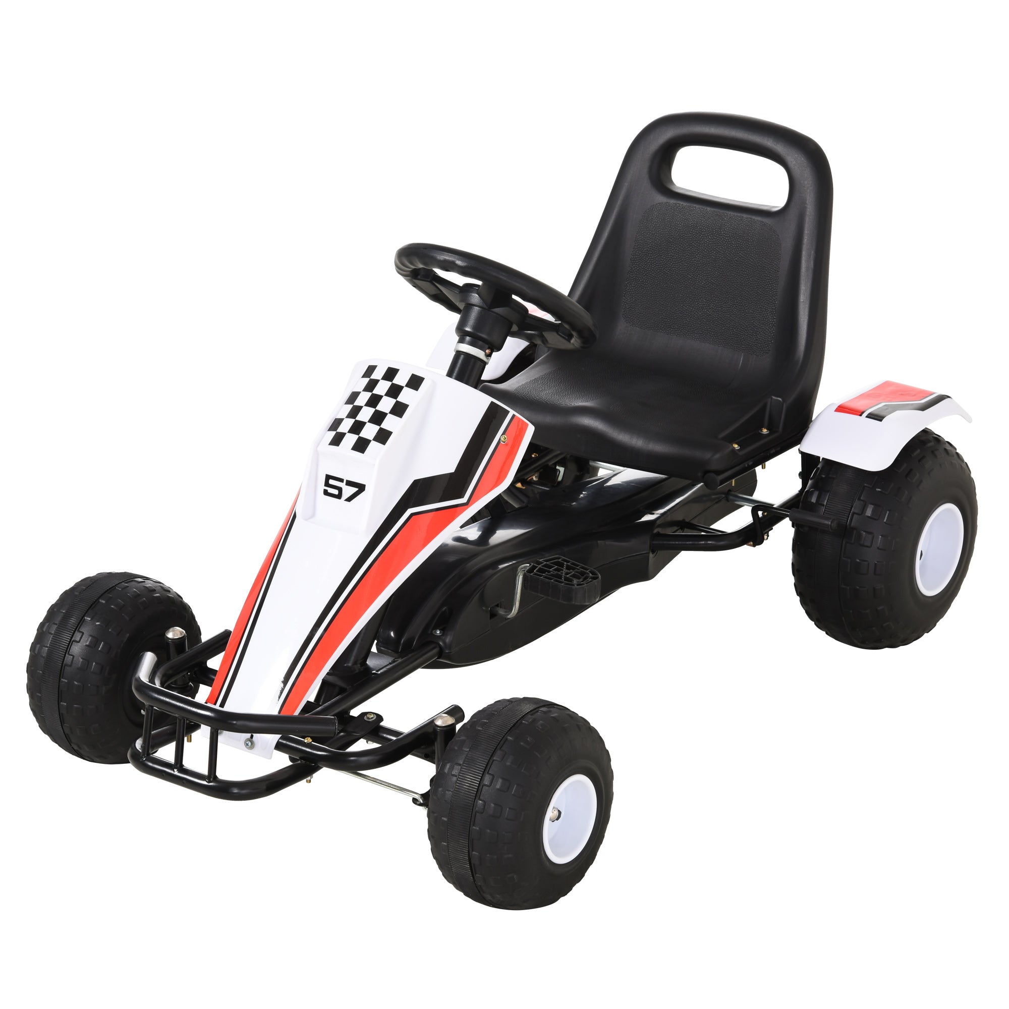 HOMCOM Kids Pedal Go Kart Manual Ride-On White 104x66cm