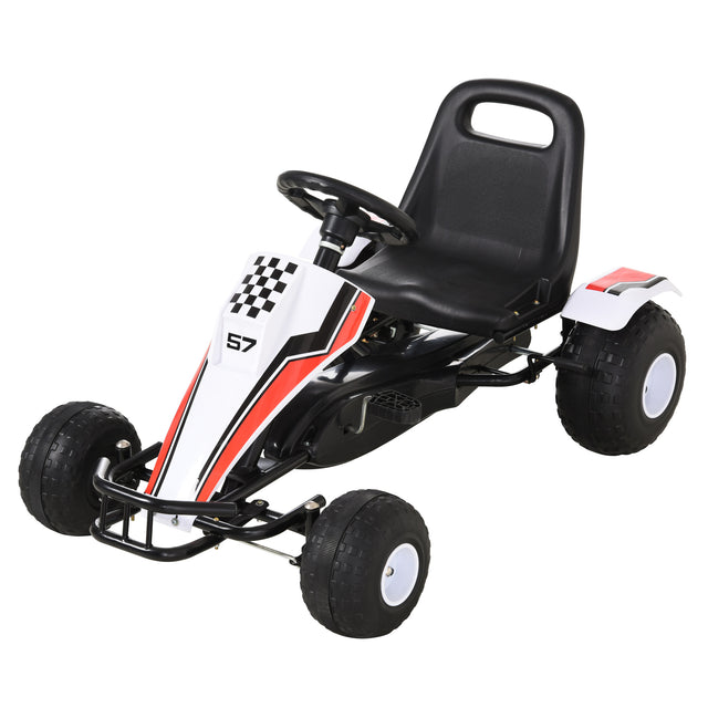 HOMCOM Kids Pedal Go Kart Manual Ride-On White 104x66cm
