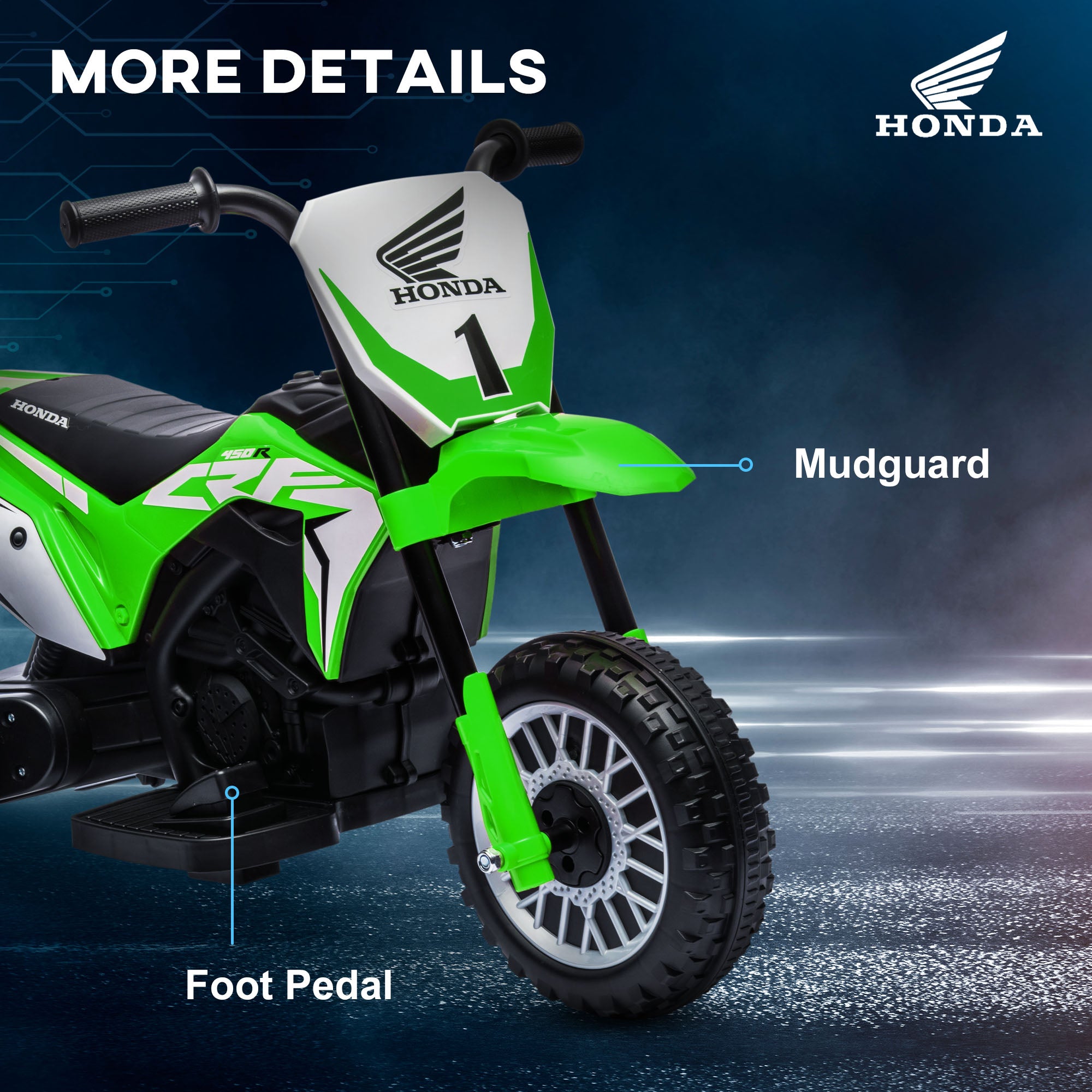 HOMCOM 6V Toddler Three-Wheel Motorbike - Green