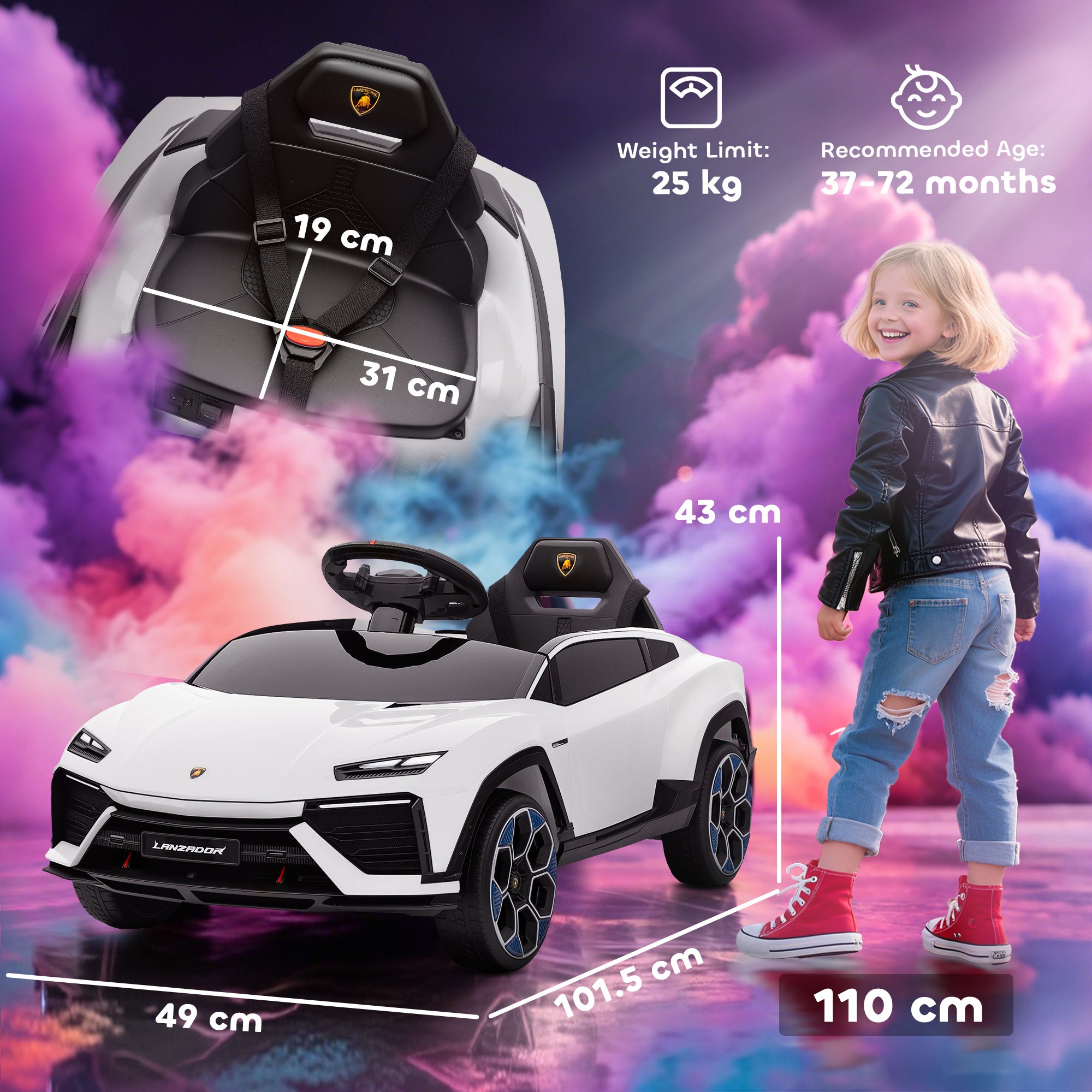 AIYAPLAY Lamborghini 12V Kids Electric Ride-On Car