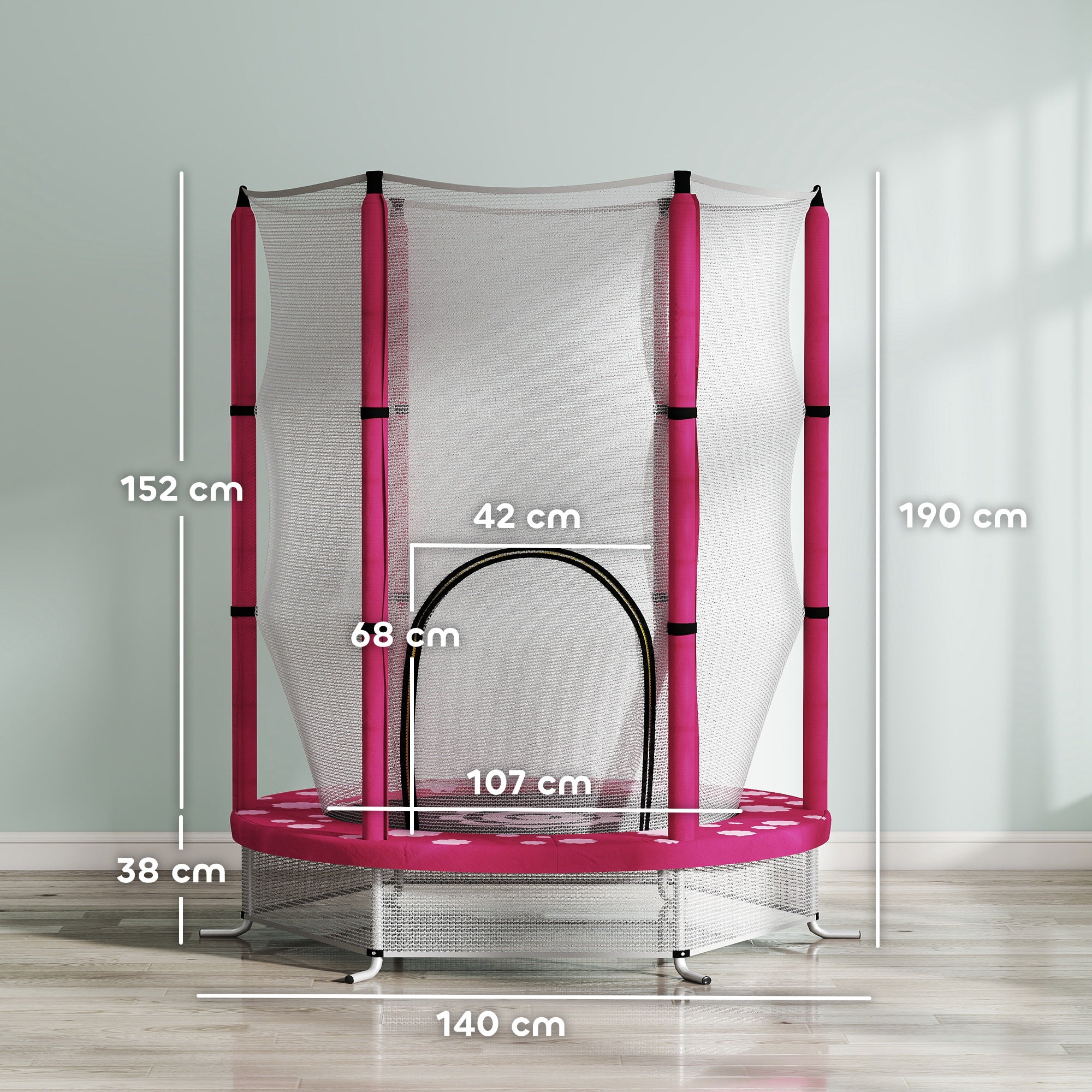 AIYAPLAY 4.6ft Toddler Trampoline w/ Safety Enclosure Net, for Indoor Outdoor Use, Ages 3-6 Years 9