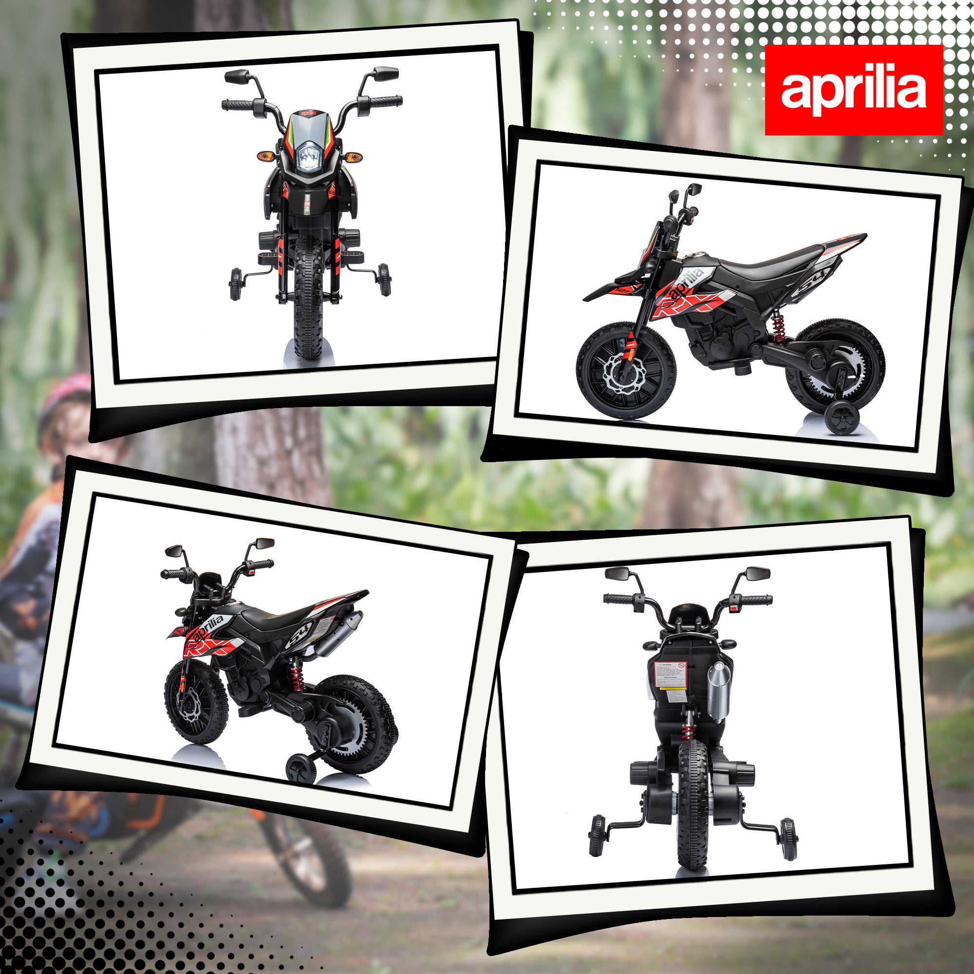 AIYAPLAY Aprilia 12V Kids Electric Motorbike - Red/Black