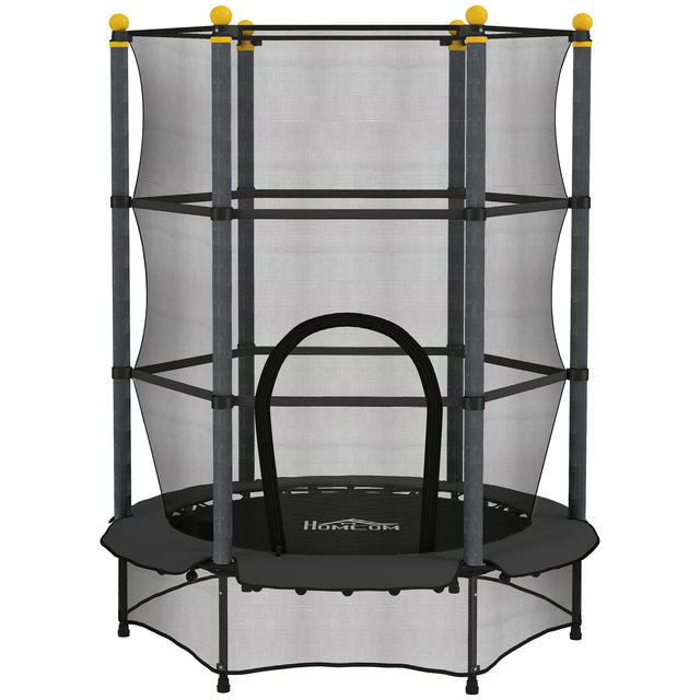 HOMCOM 4.6FT/55" Kids Trampoline with Enclosure Net, Outdoor Indoor Use, for Ages 3-10 Years
