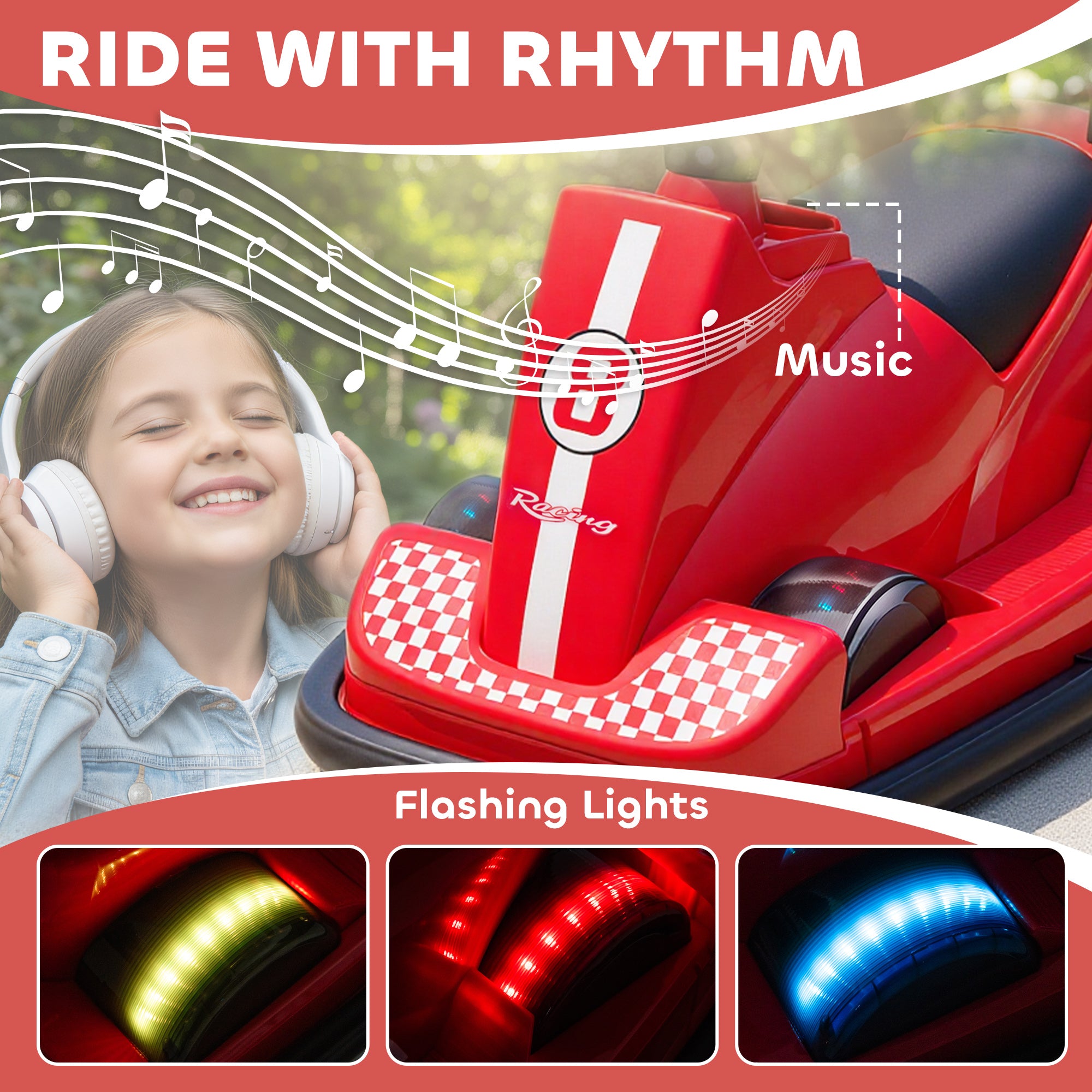 AIYAPLAY Kids 360° Bumper Car - Red