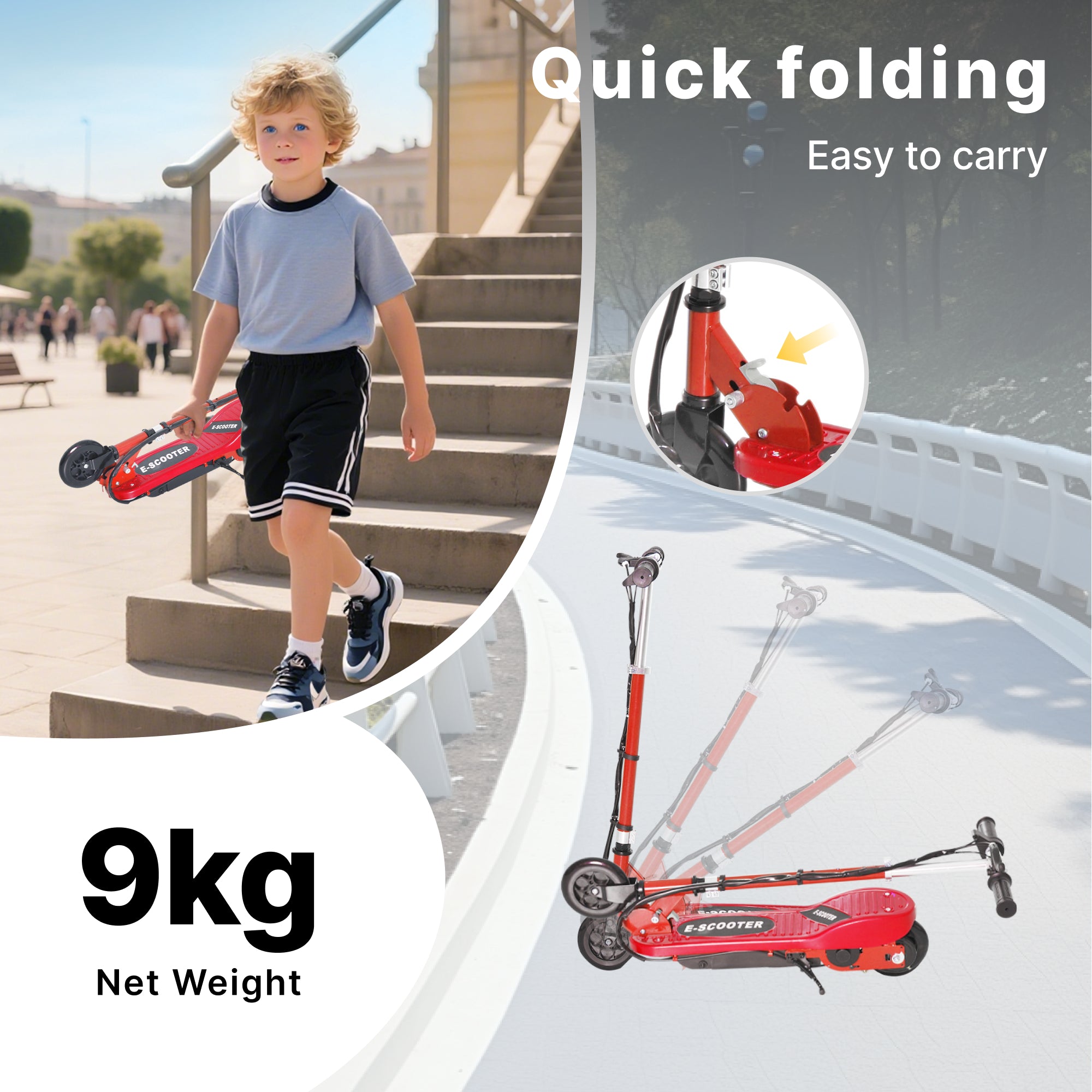 HOMCOM Folding Kids Electric Scooter