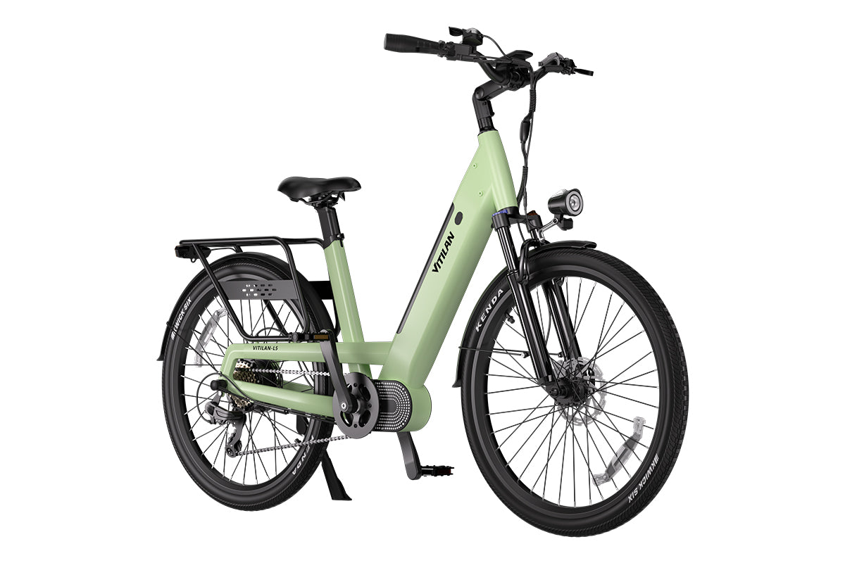 Vitilan L5 Electric Bike - Green front angle