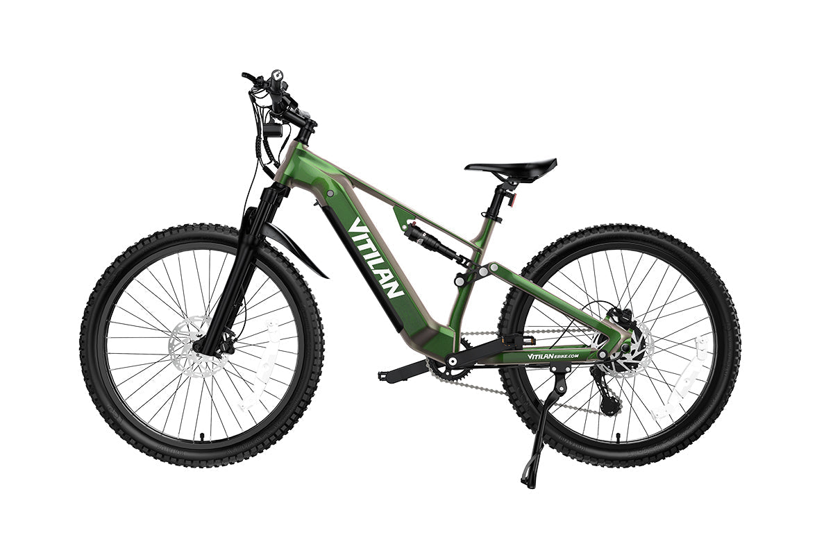Vitilan M5 Green Chameleon full suspension e-bike opposite side view