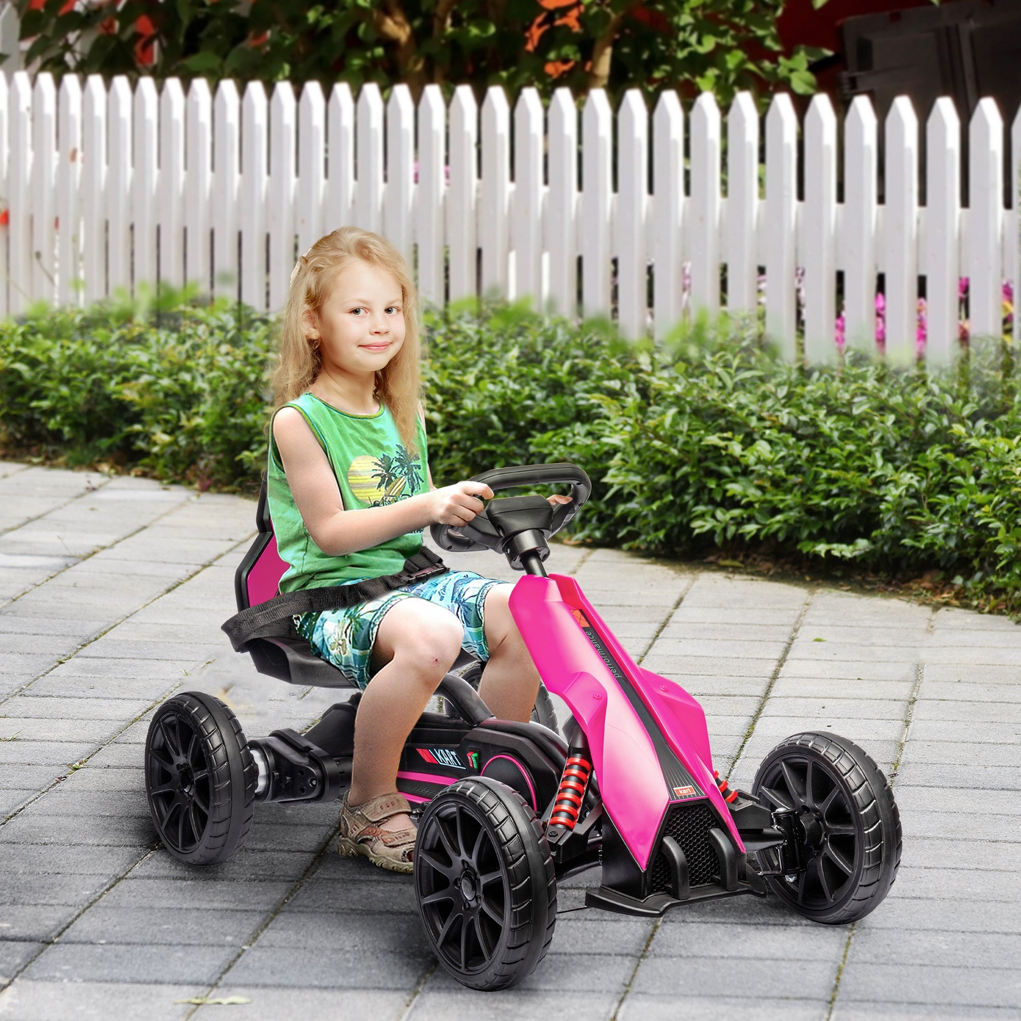 HOMCOM 12V Kids Electric Go-Kart - Pink