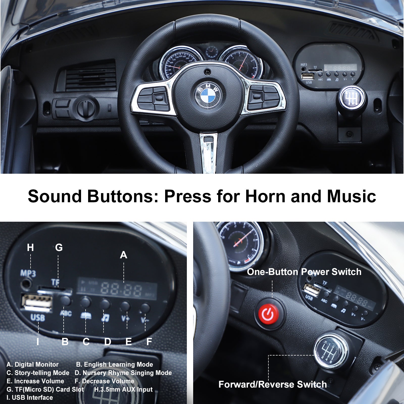 HOMCOM BMW 6GT 6V Kids Ride-On Car