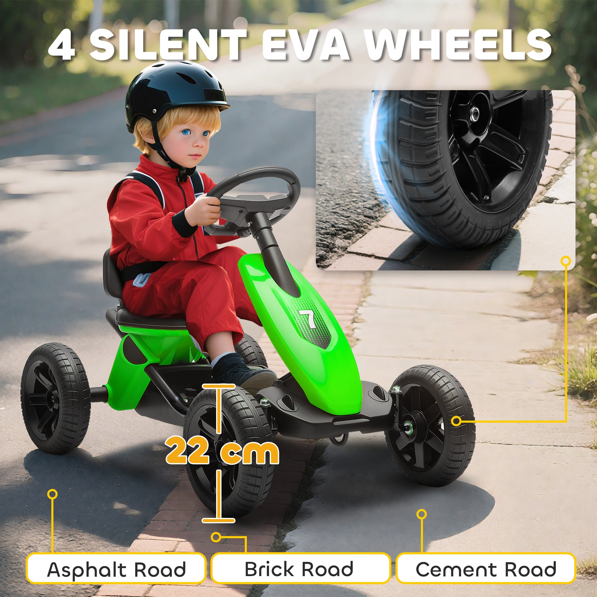 AIYAPLAY Kids Pedal Go Kart Metal Frame EVA Wheels