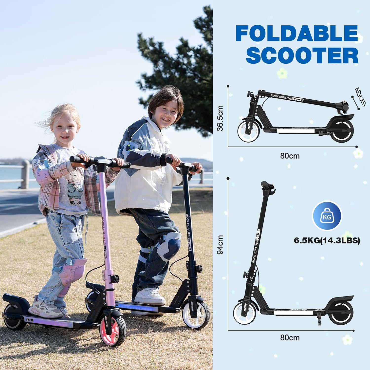 RCB R12 130W Kids Electric Scooter dimensions