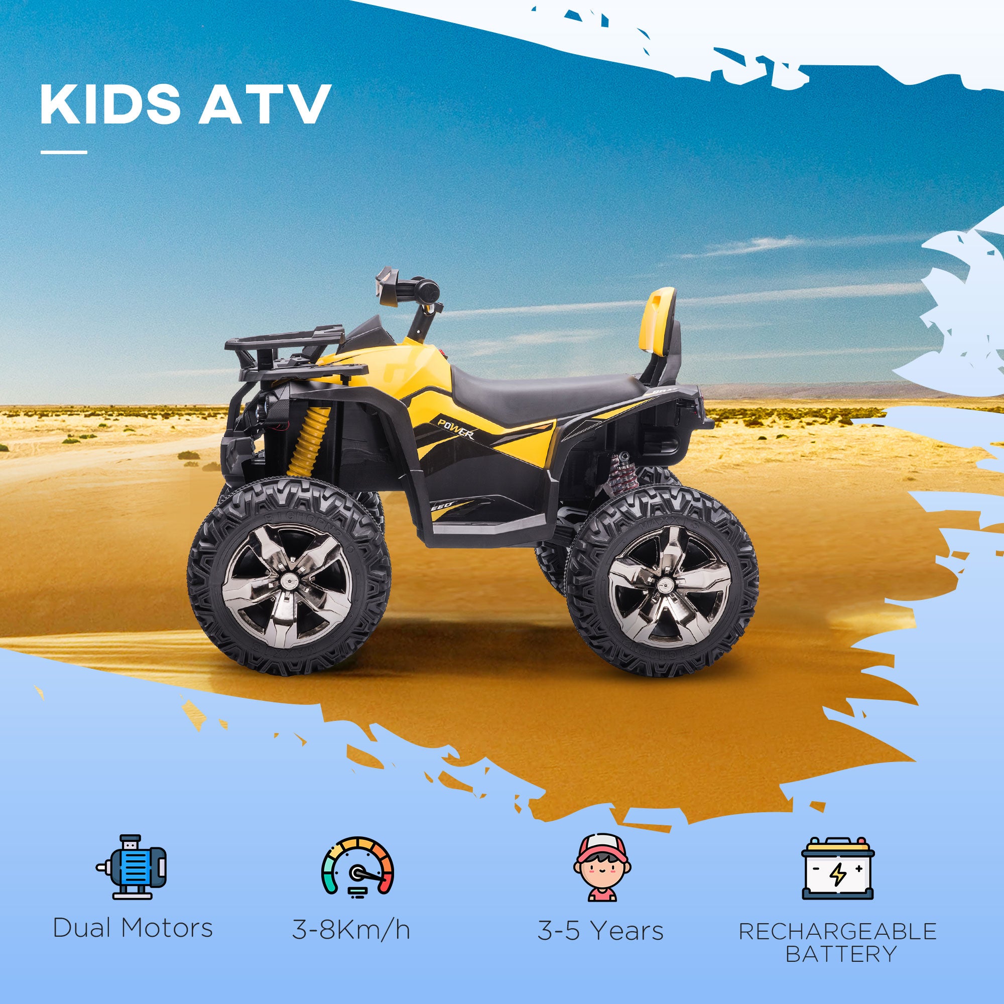 HOMCOM 12V Kids Electric Quad Bike - Red