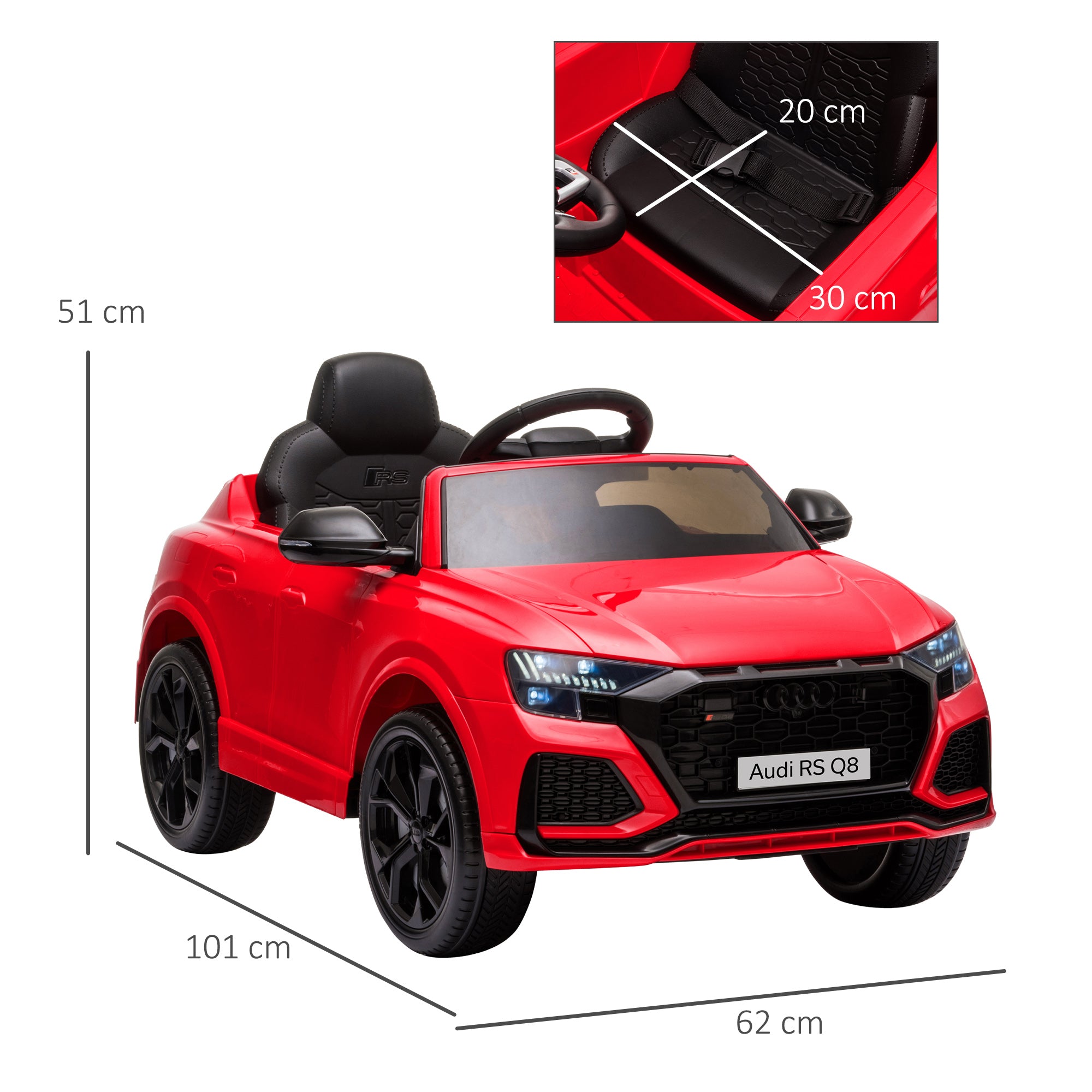 HOMCOM Audi RS Q8 6V Kids Ride-On Car - Red