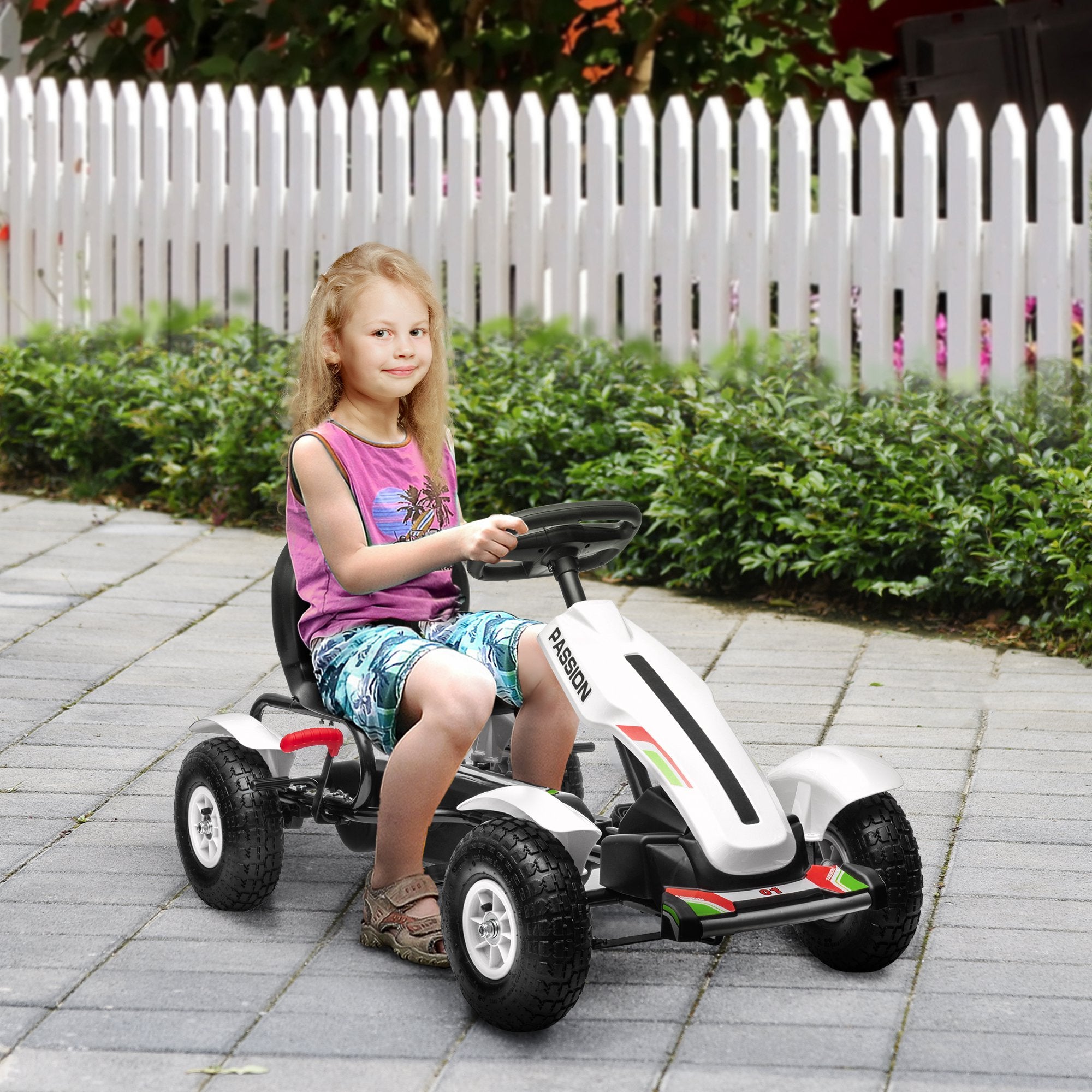 HOMCOM Kids Pedal Go Kart Adjustable Seat 5-12 Years