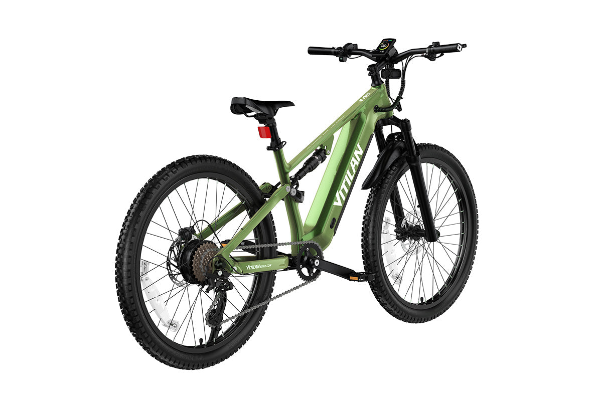 Vitilan M5 Green Chameleon electric mountain bike rear angle