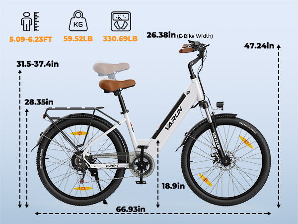 Varun C26-1 Electric Bike dimensions