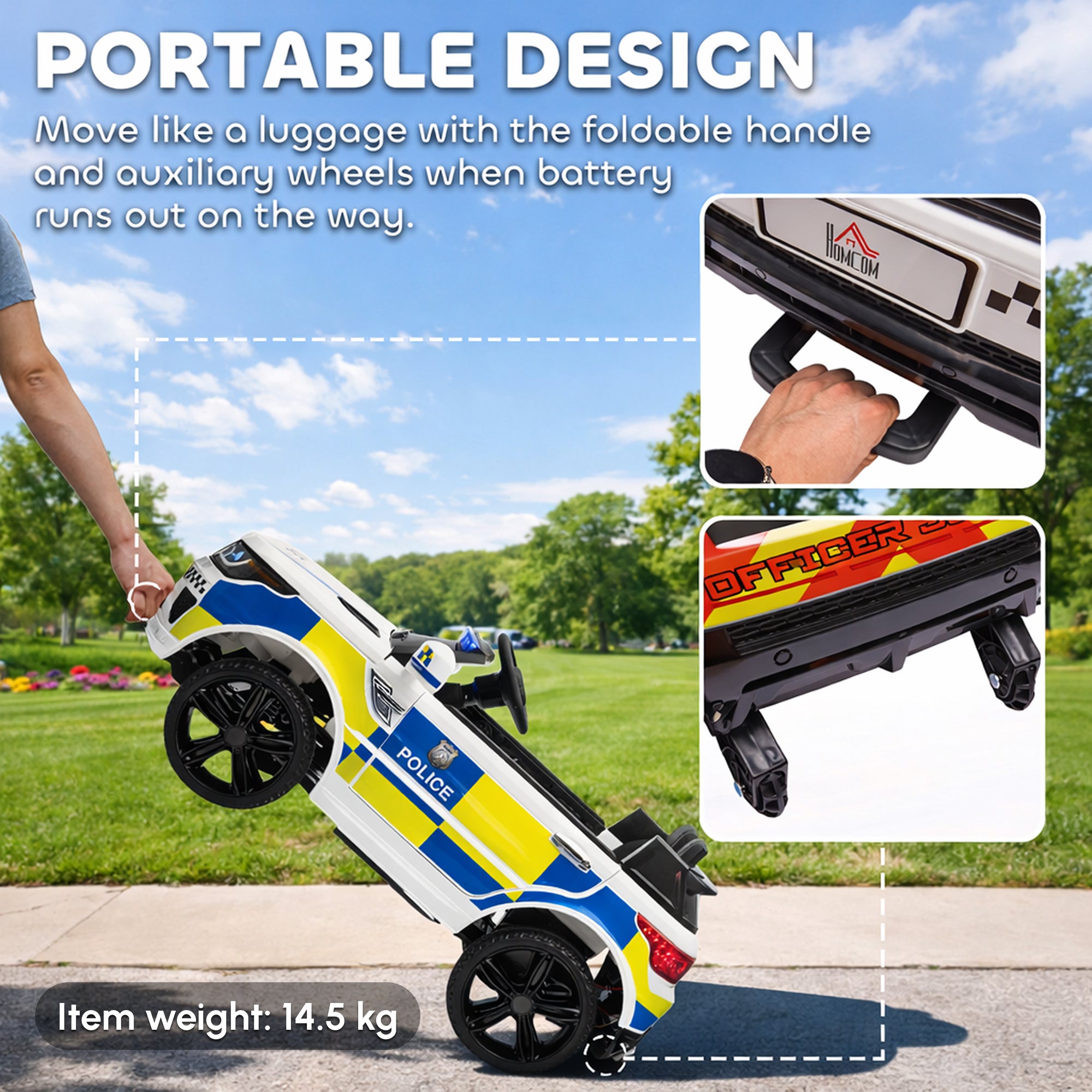HOMCOM 12V Kids Electric Police Car with Remote