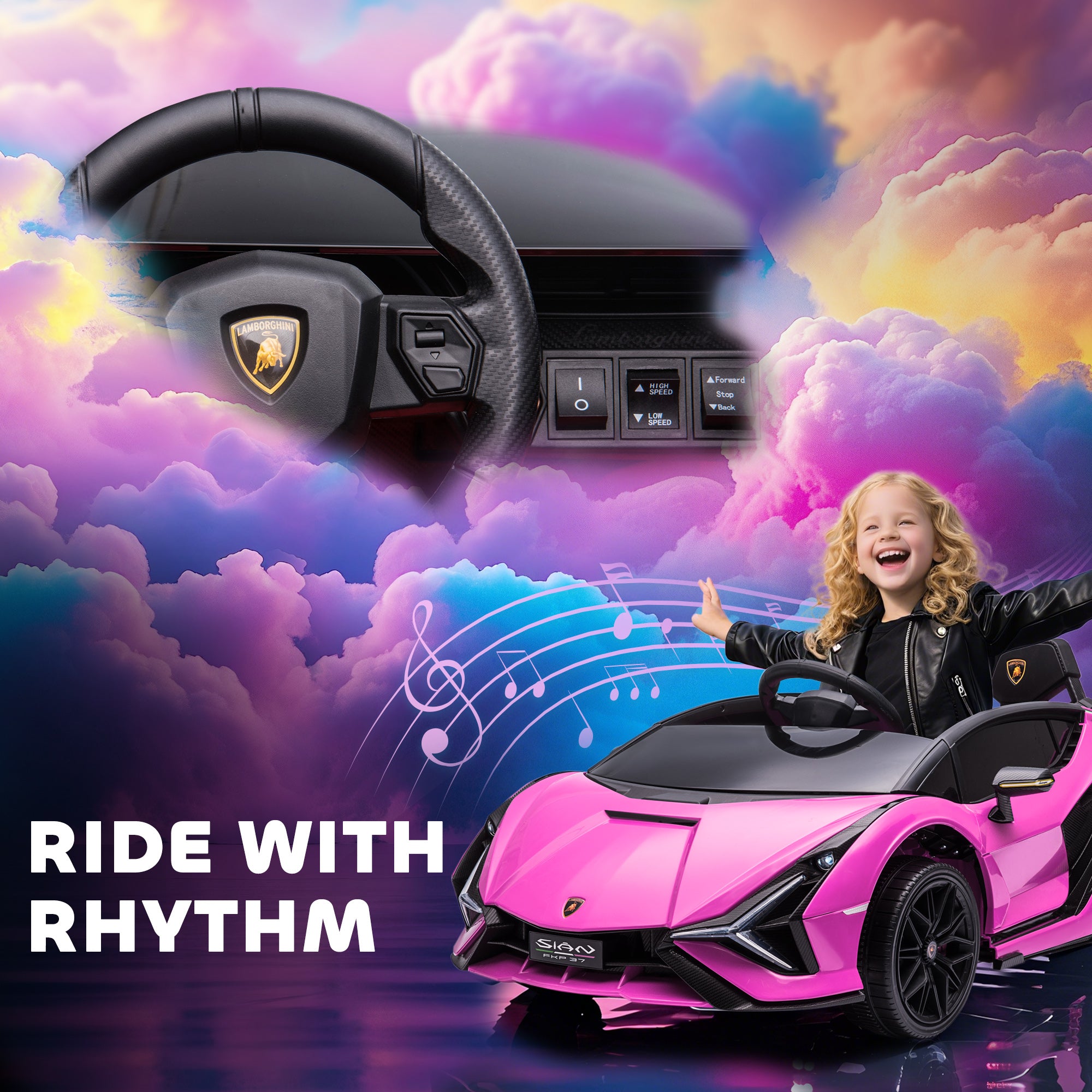 HOMCOM Lamborghini Sian 12V Kids Ride-On Car
