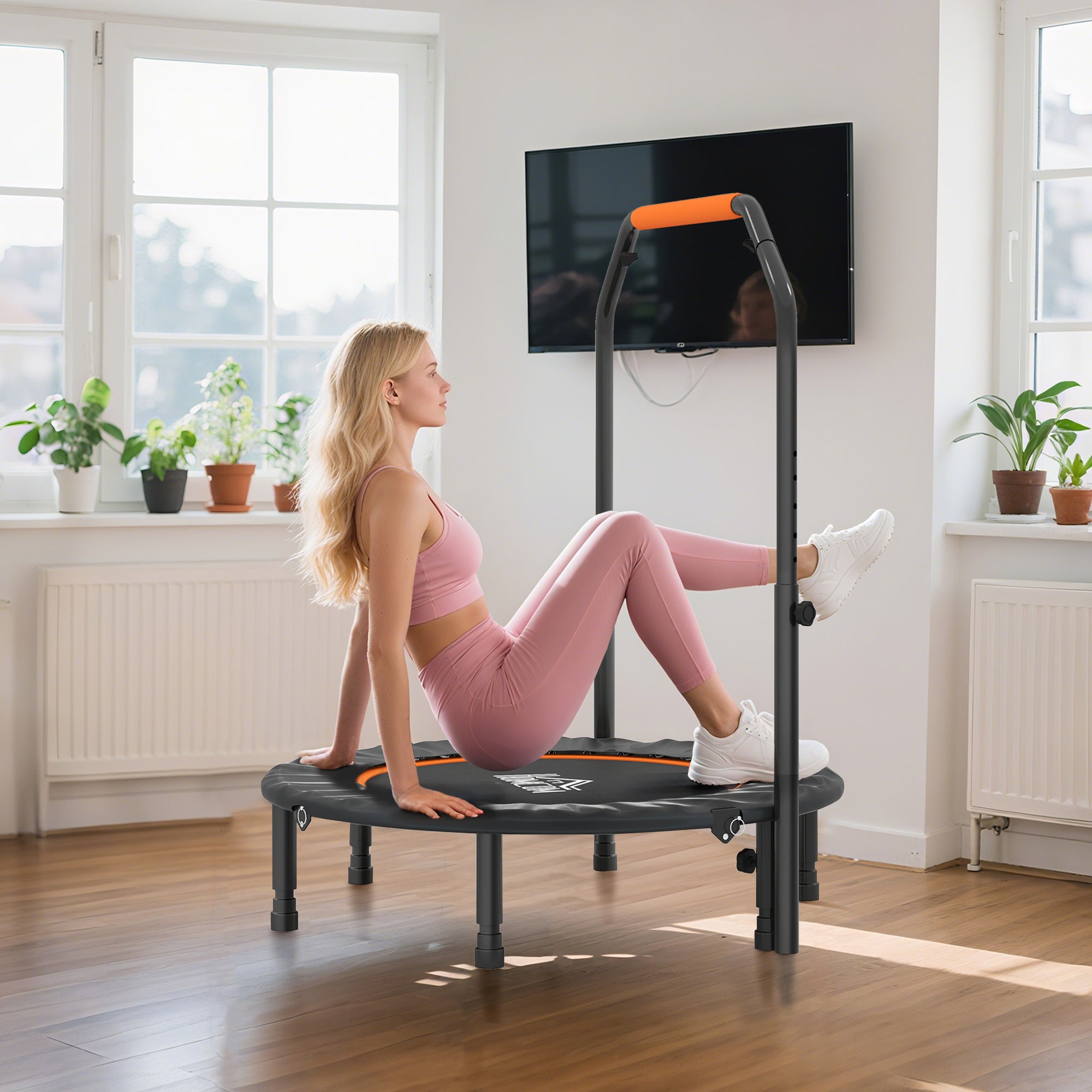 HOMCOM 40" Foldable Mini Fitness Trampoline - Black