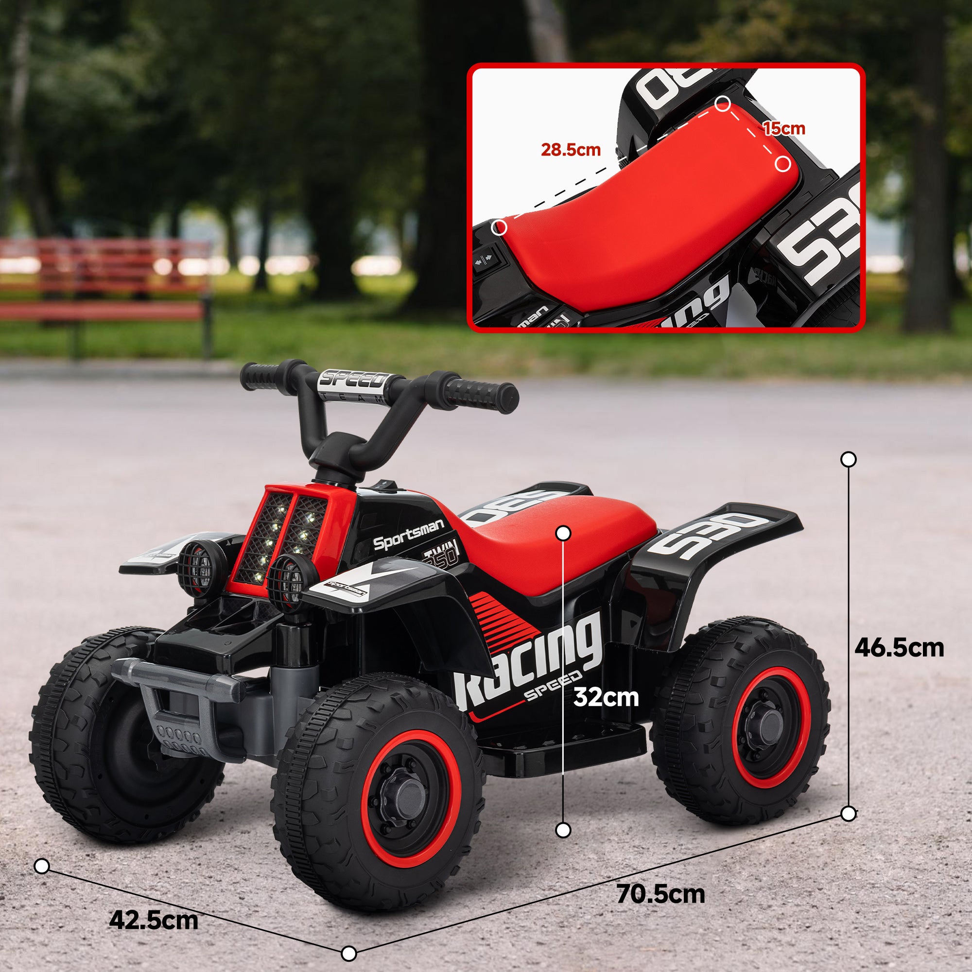 AIYAPLAY 6V Toddler Electric Quad Bike - Black